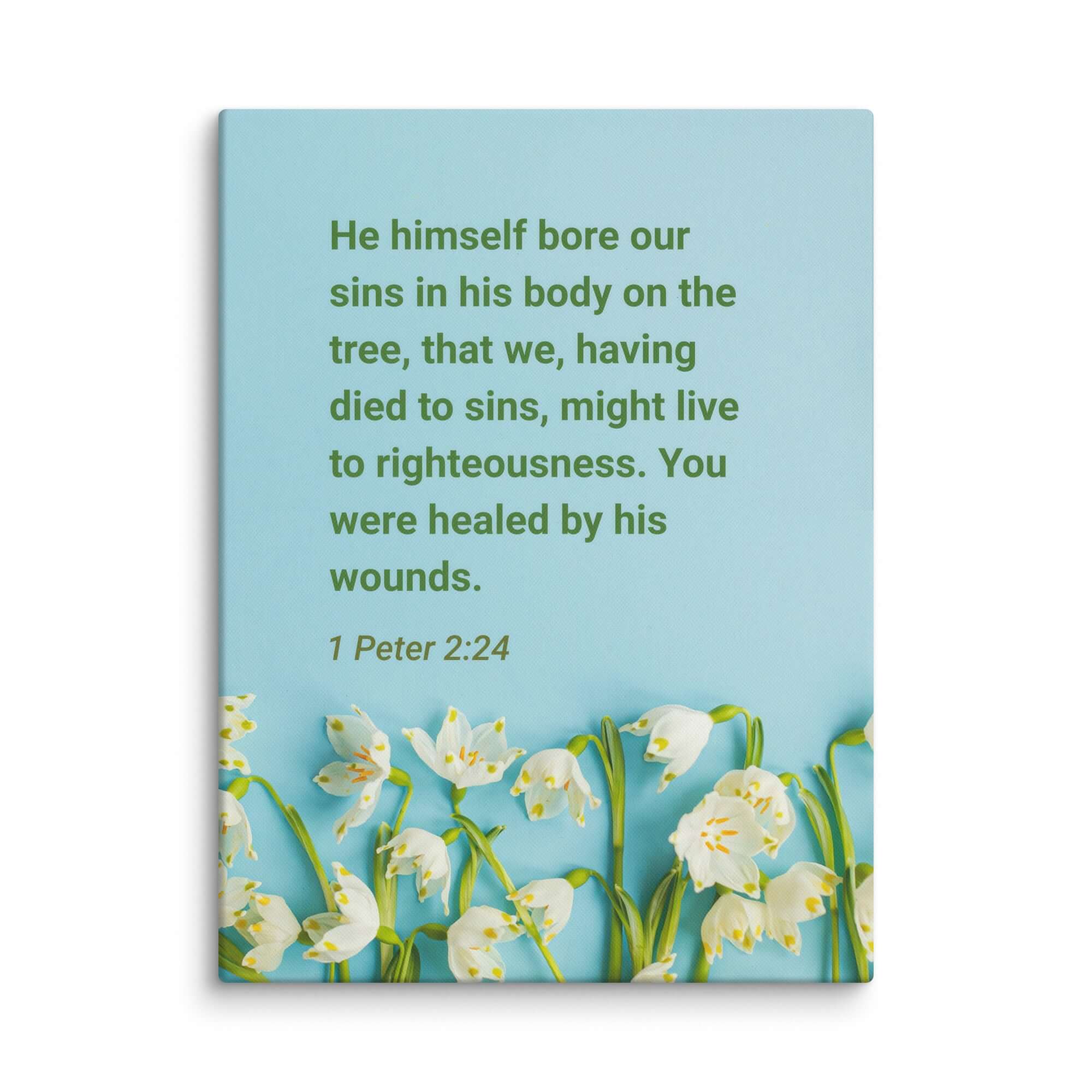 1 Peter 2:24 Bible Verse, healed by His wounds Canvas Print Wall Art 30″×40″