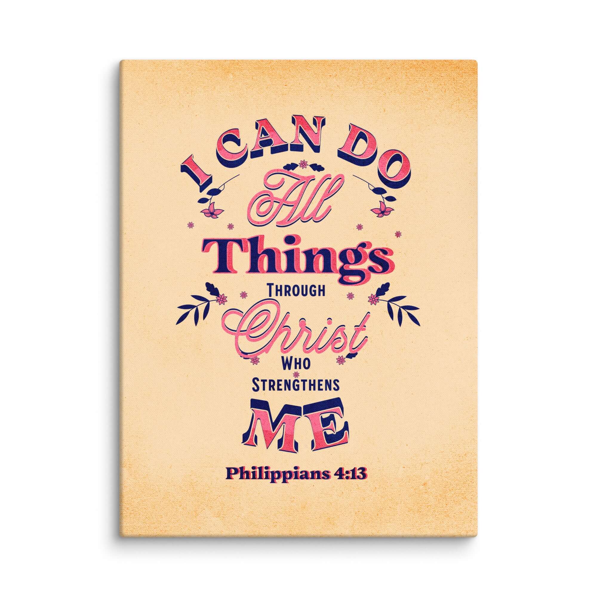 Philippians 4:13 Bible Verse, Christ Strengthens Me Canvas Print Wall Art 30″×40″