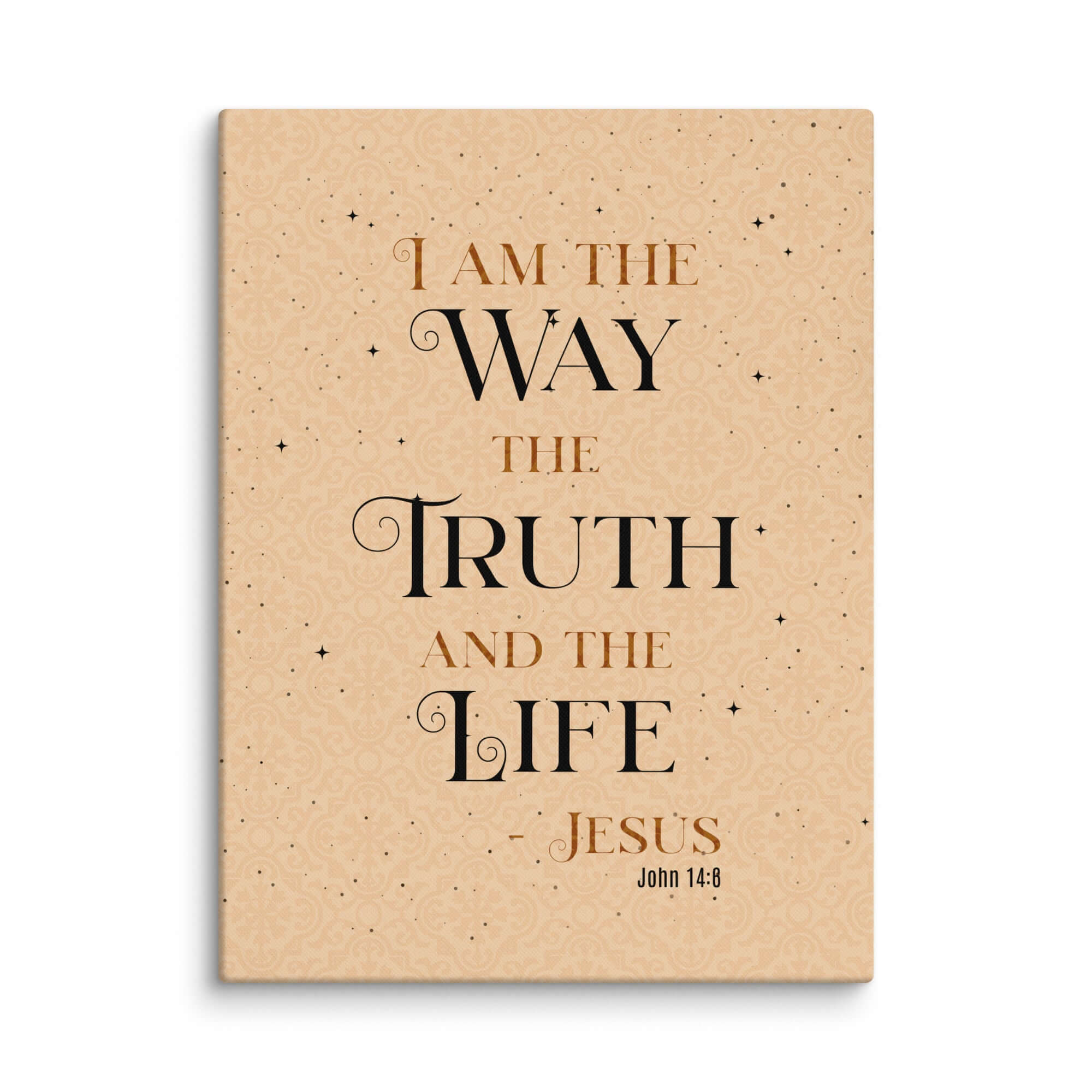John 14:6 Bible Verse, Color Text Brown Background Canvas Print Wall Art 30″×40″