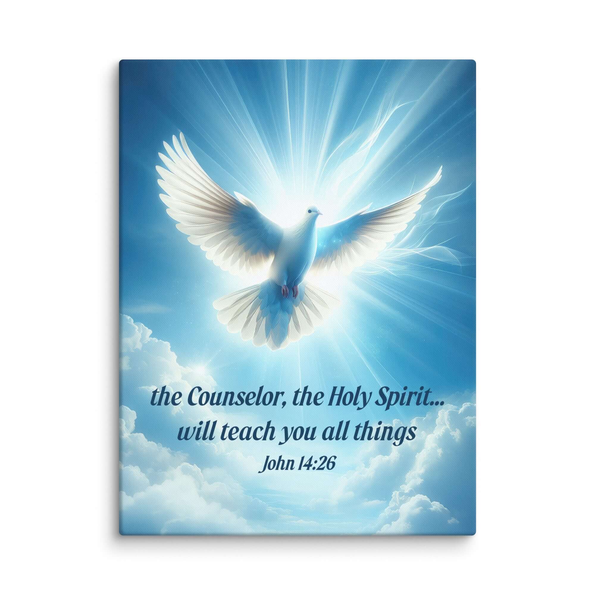 John 14:26 Bible Verse, Holy Spirit Dove Canvas Print Wall Art 30″×40″
