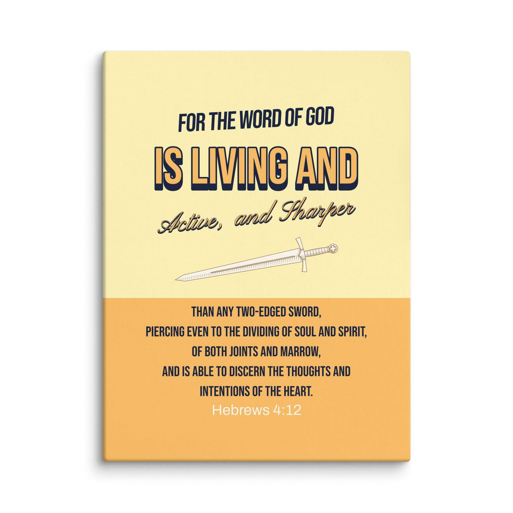 Hebrews 4:12 Bible Verse, living and active Canvas Print Wall Art 30″×40″