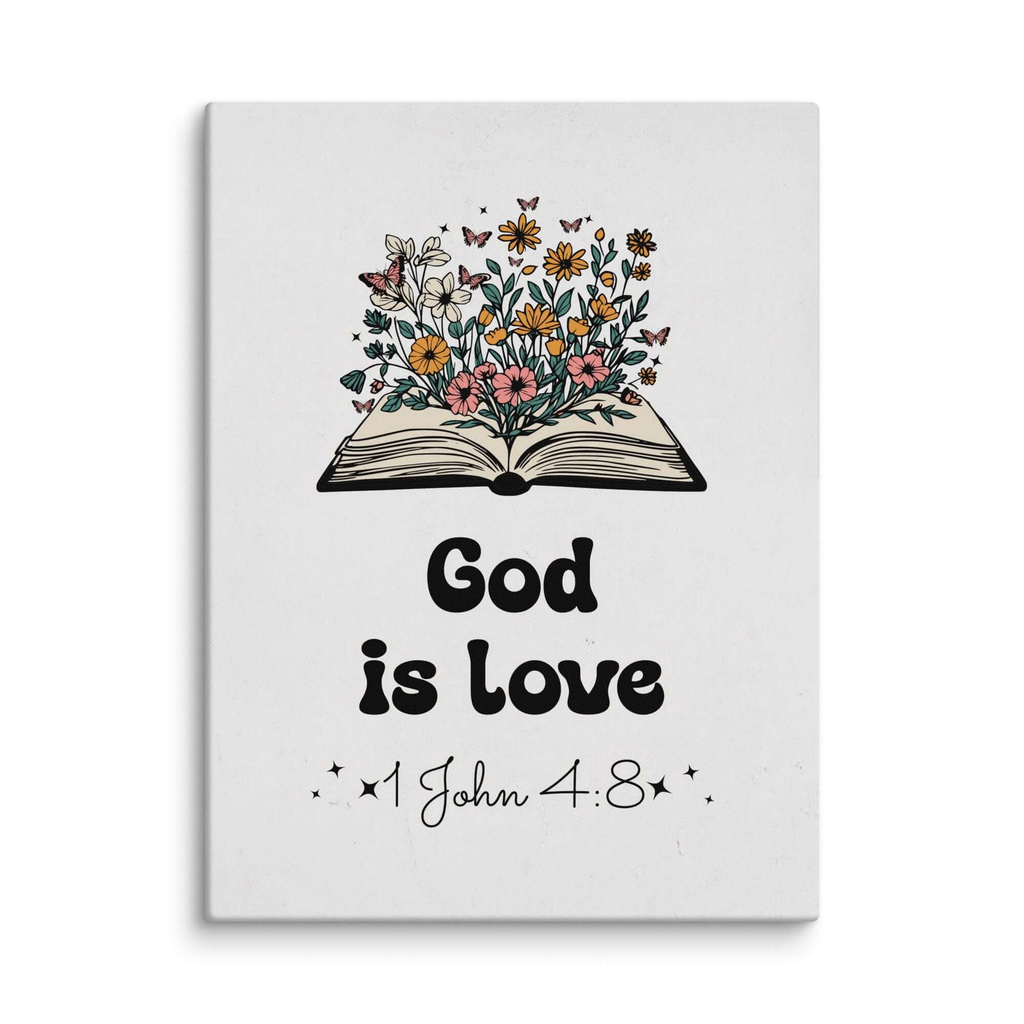 1 John 4:8 Bible Verse, God is Love Canvas Print Wall Art 30″×40″