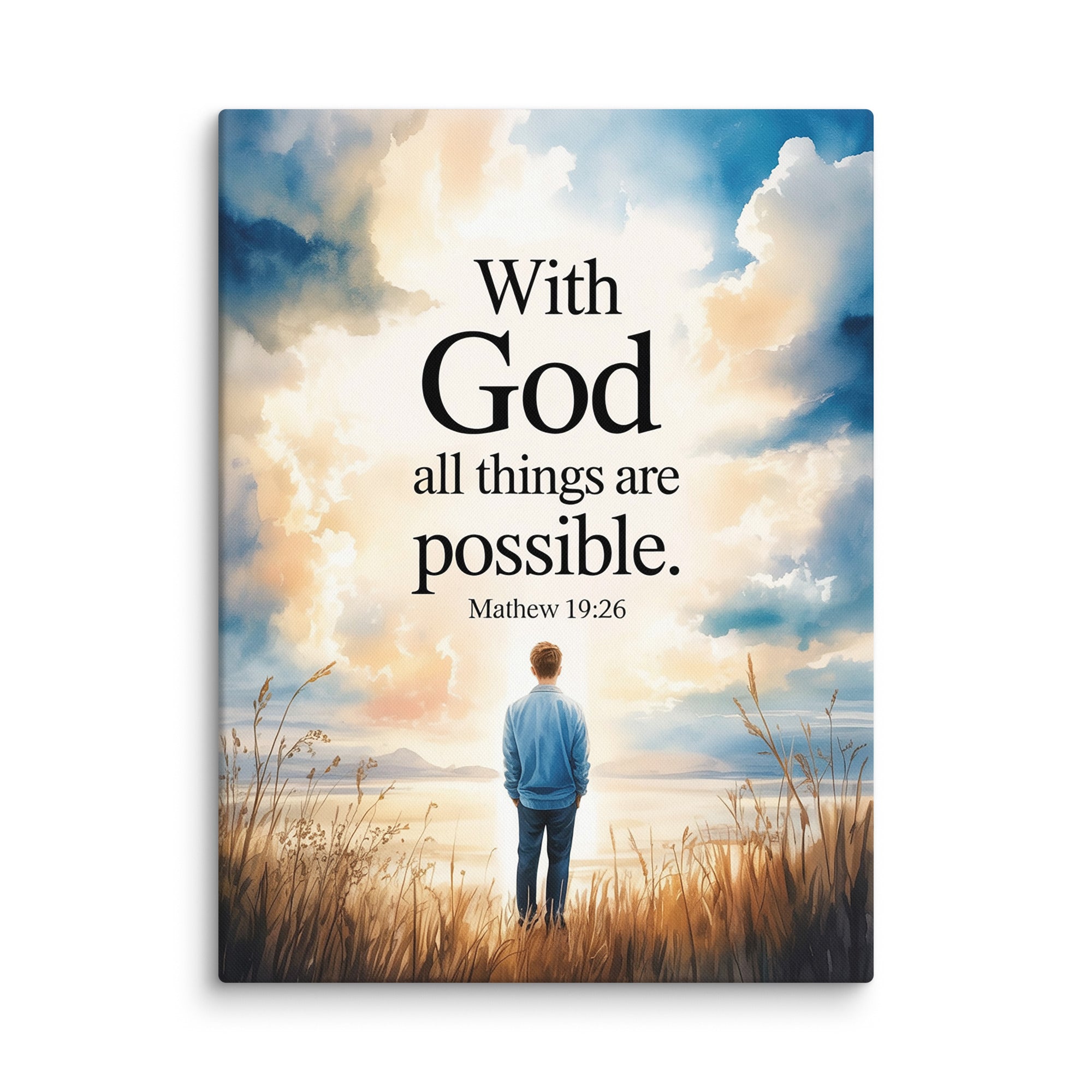 Matthew 19:26 Bible Verse Jesus Canvas 30″×40″