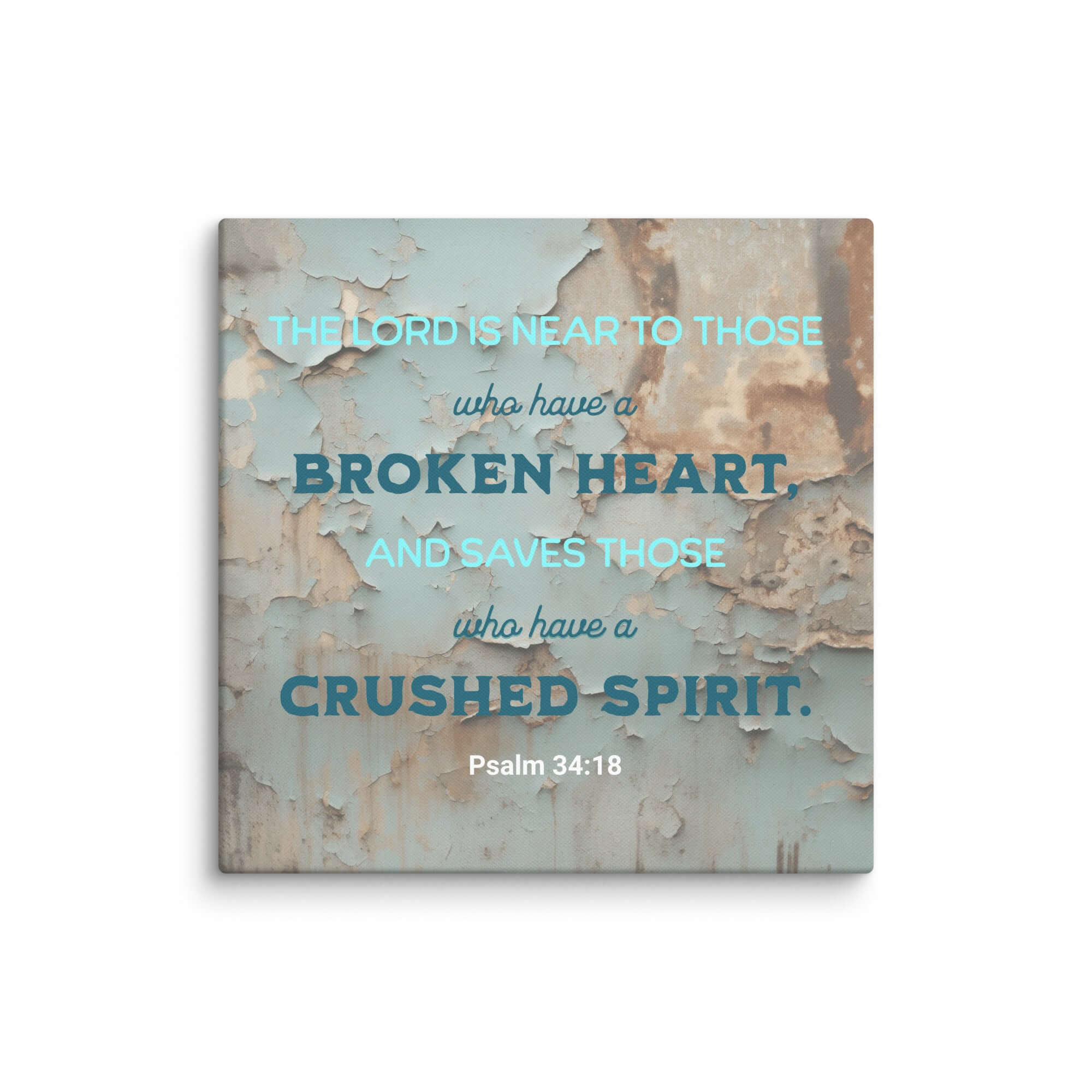 Psalm 34:18 Bible Verse, The LORD is Near Canvas Print Wall Art 32″×32″