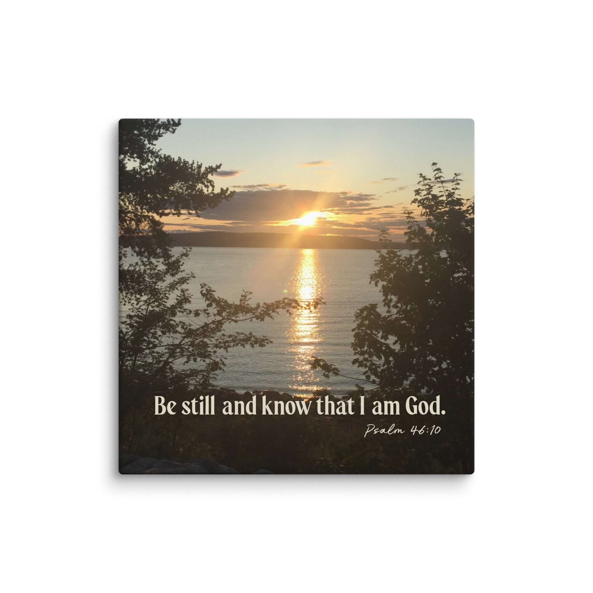 Psalm 46:10 Bible Verse, Sunset Glory Canvas Print Wall Art 32″×32″