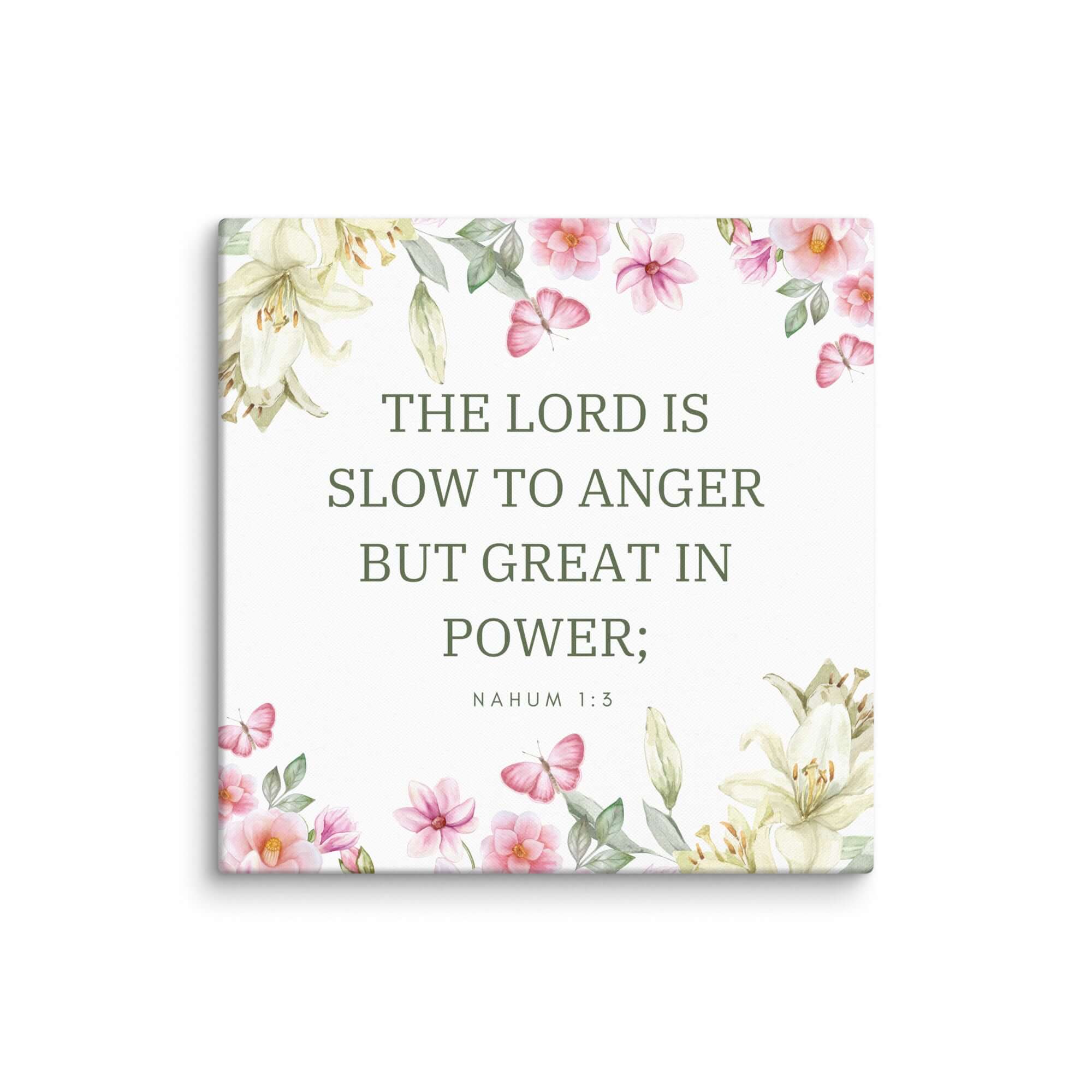 Nahum 1:3 Bible Verse, slow to anger Canvas Print Wall Art 32″×32″