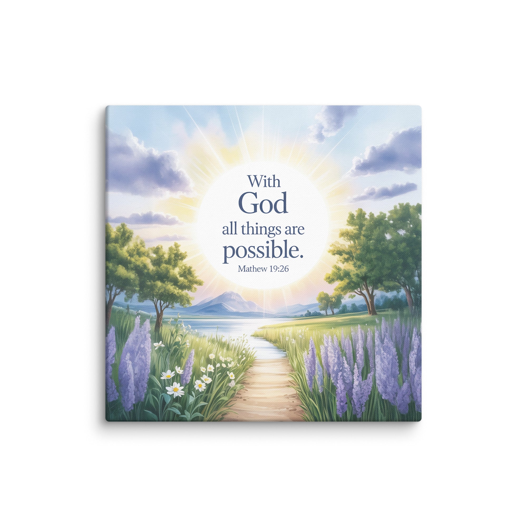 Matthew 19:26 Bible Verse Looking at Canvas 32″×32″