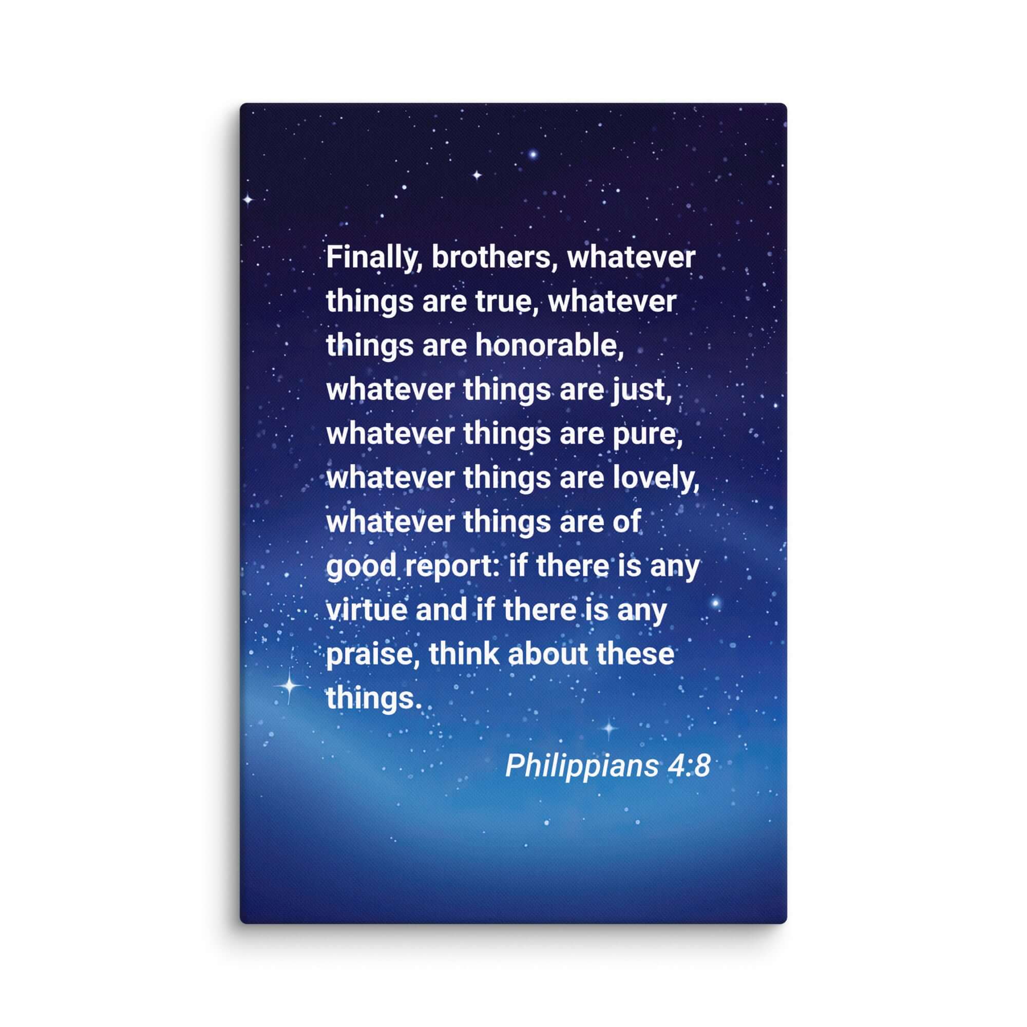 Philippians 4:8 Bible Verse, Think these things Canvas Print Wall Art 32″×48″
