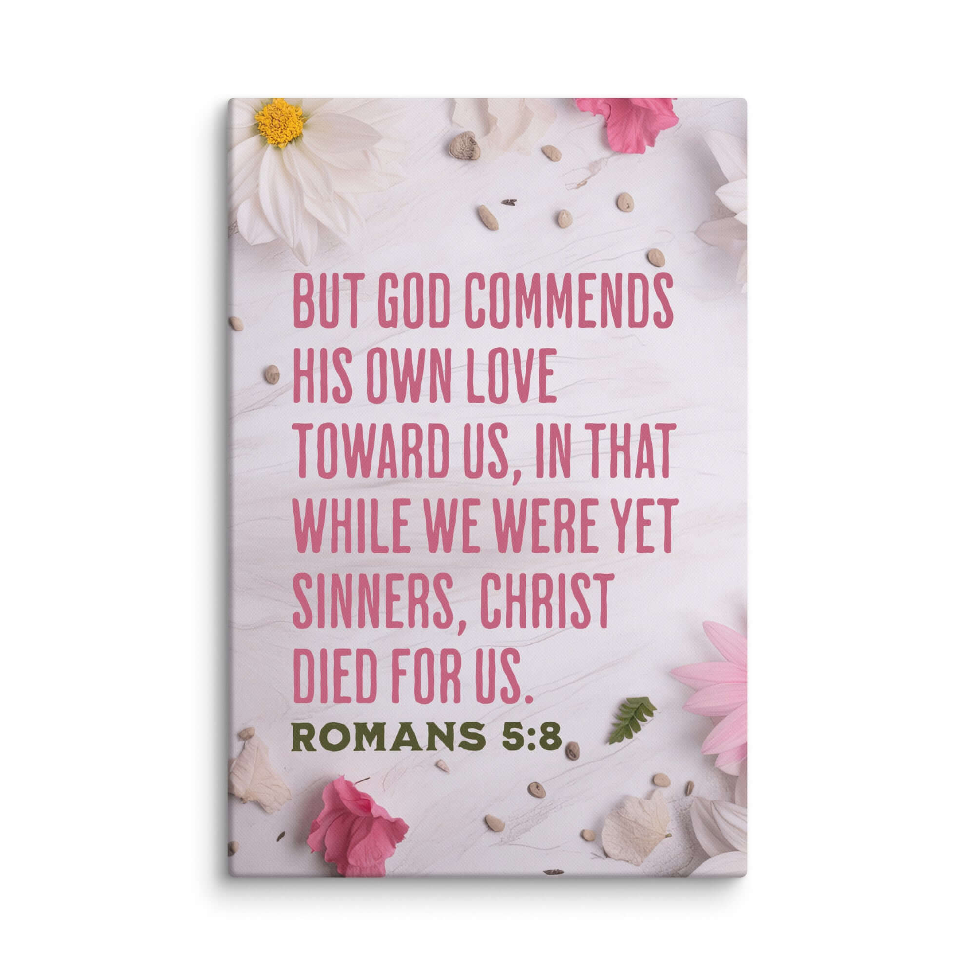 Romans 5:8 Bible Verse, Christ Died for Us Canvas Print Wall Art 32″×48″