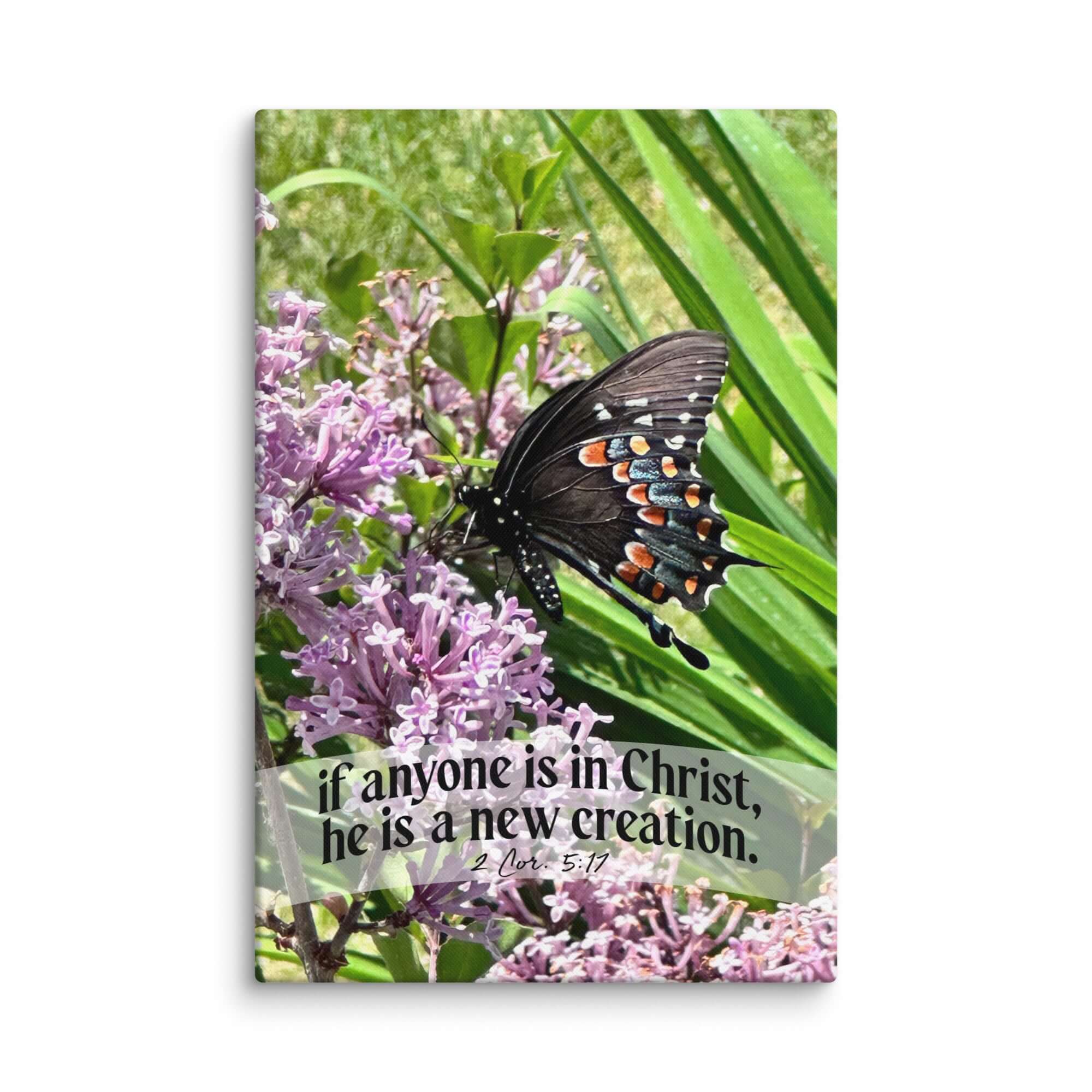 2 Corinthians 5:17 Bible Verse, Butterfly Canvas Print Wall Art 32″×48″