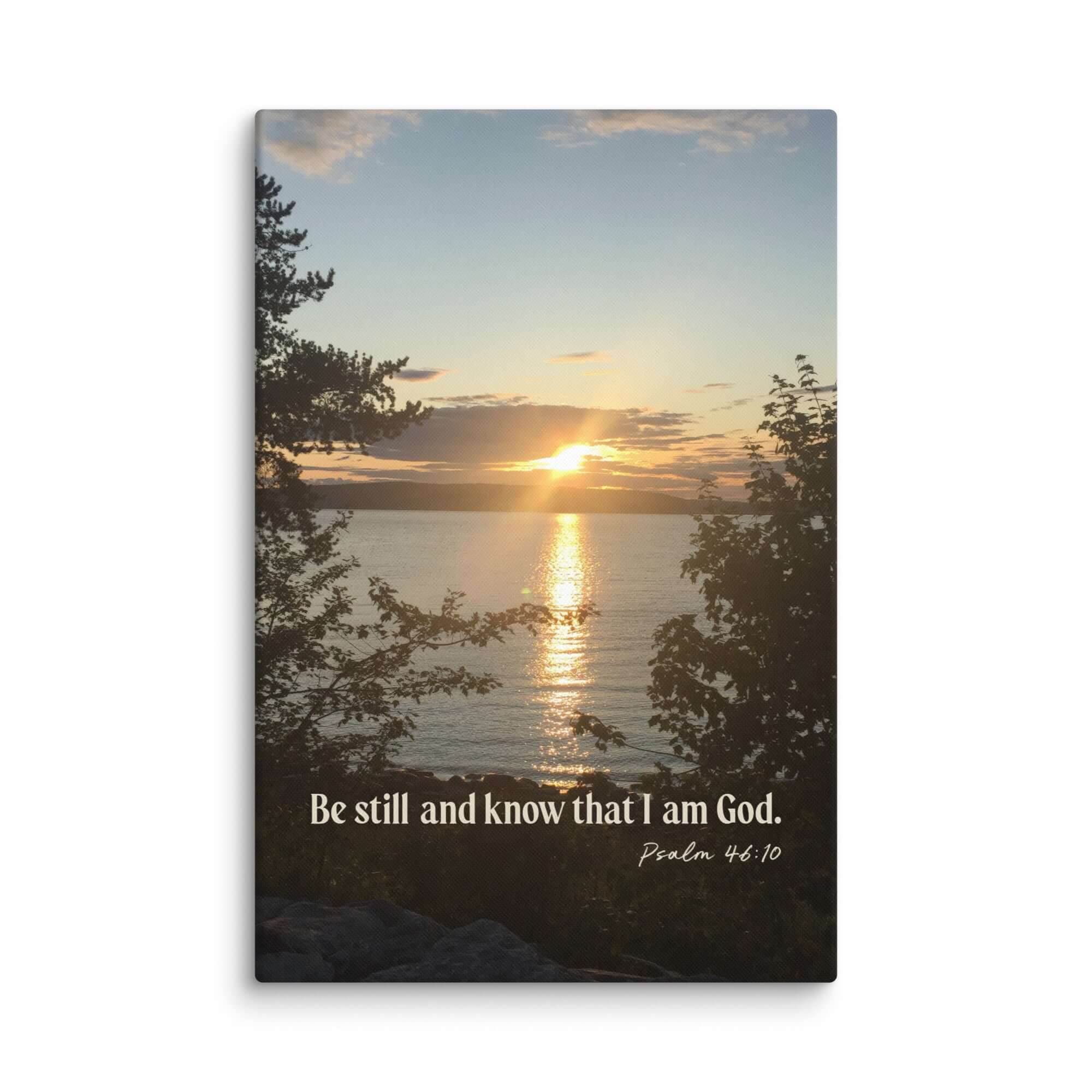 Psalm 46:10 Bible Verse, Sunset Glory Canvas Print Wall Art 32″×48″