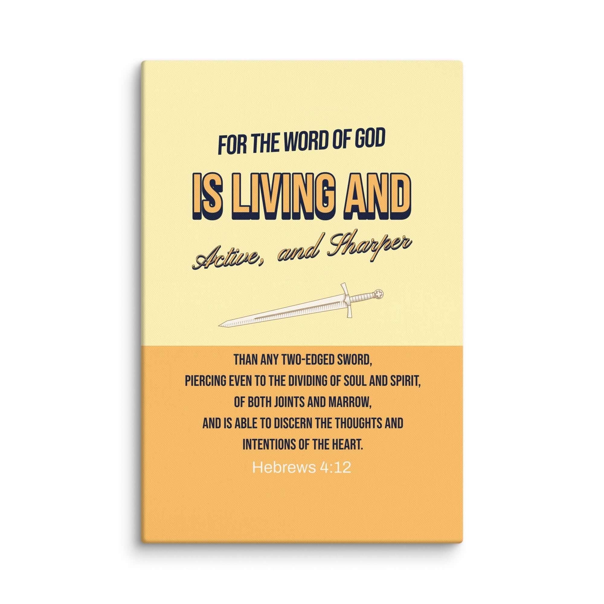 Hebrews 4:12 Bible Verse, living and active Canvas Print Wall Art 32″×48″