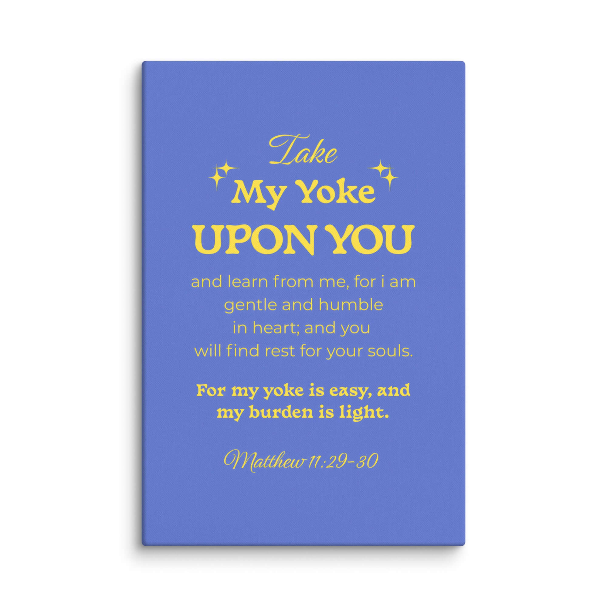 Matthew 11:29-30 Bible Verse, Take my yoke Canvas Print Wall Art 32″×48″