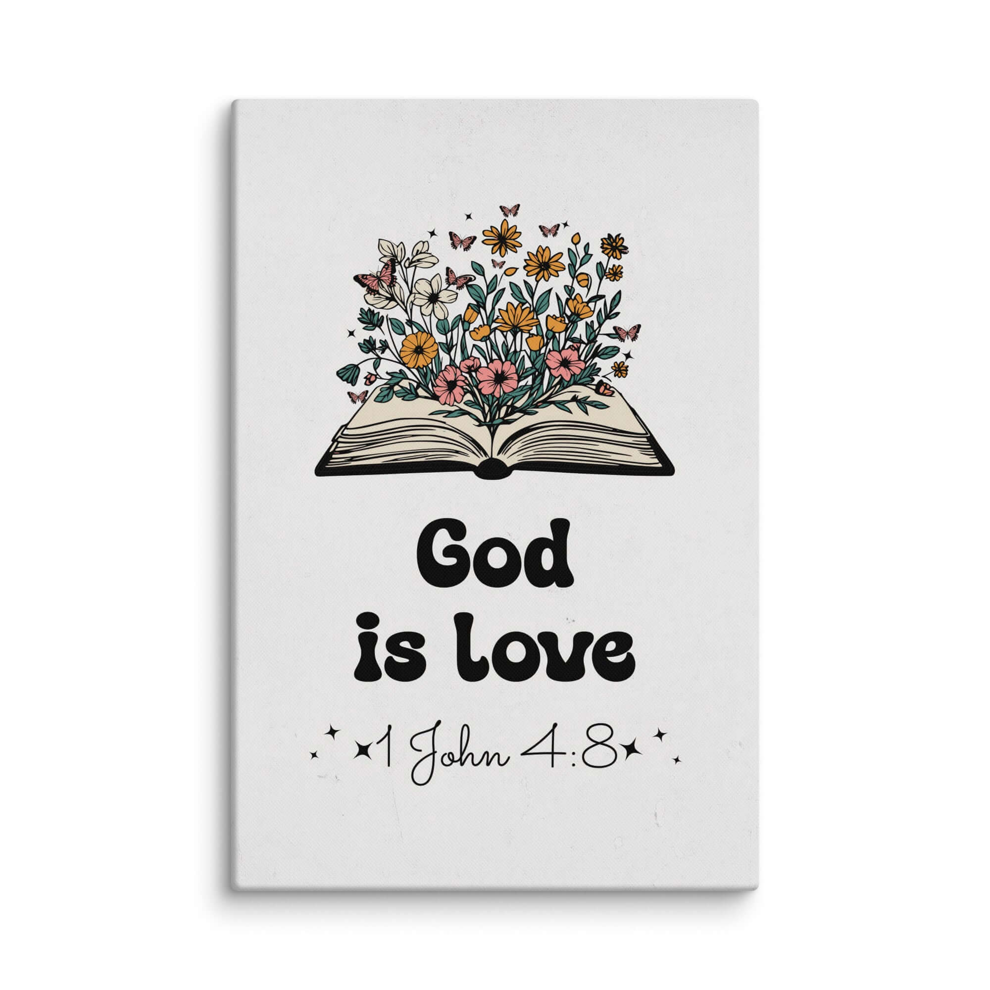 1 John 4:8 Bible Verse, God is Love Canvas Print Wall Art 32″×48″