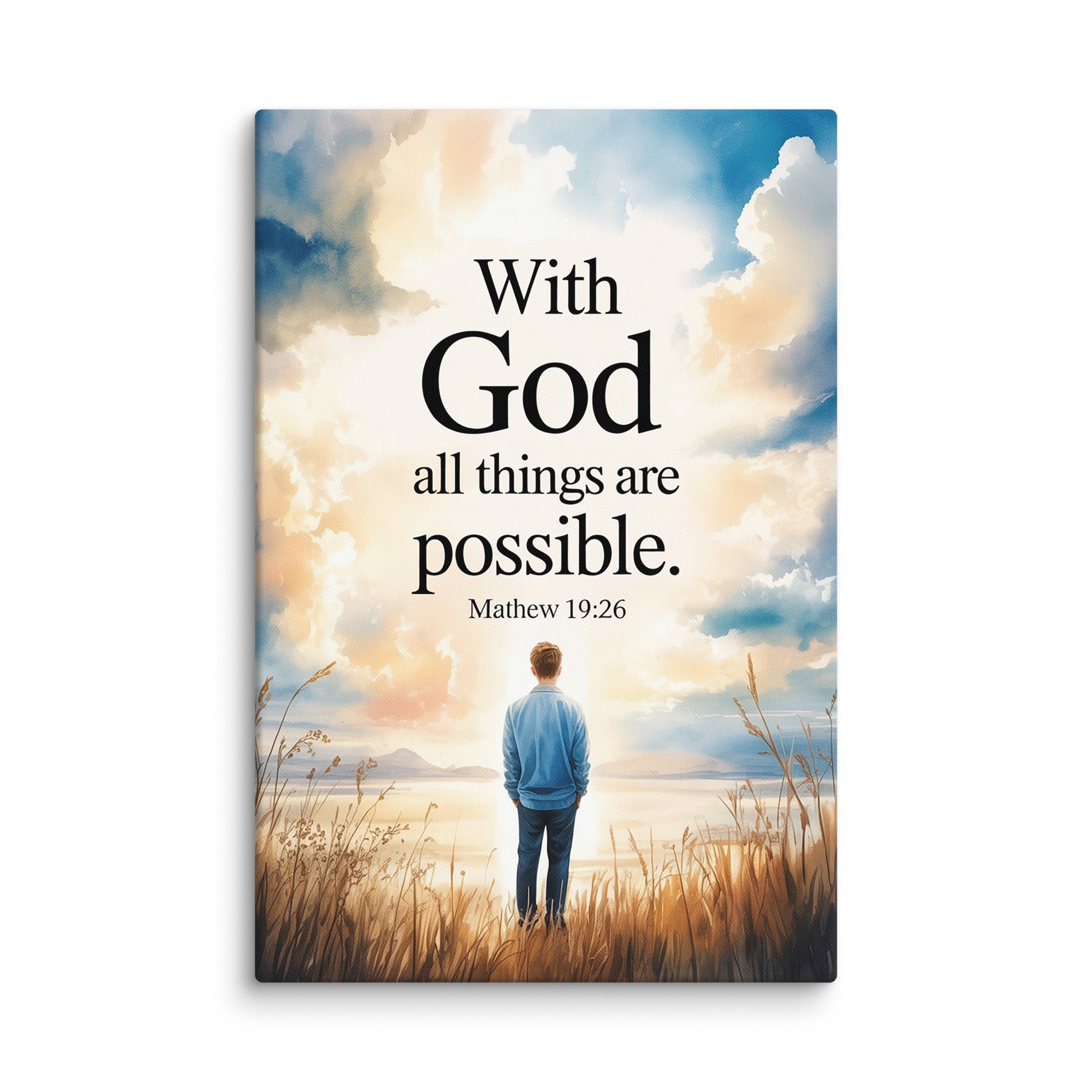 Matthew 19:26 Bible Verse Jesus Canvas 32″×48″