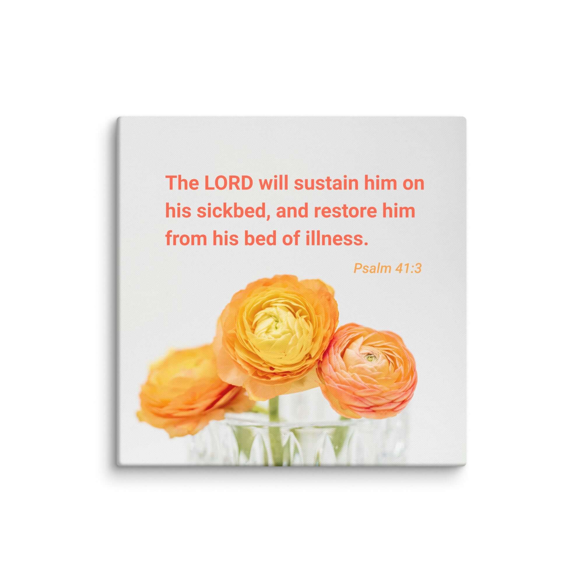 Psalm 41:3 Bible Verse, LORD will sustain Canvas Print Wall Art 36″×36″