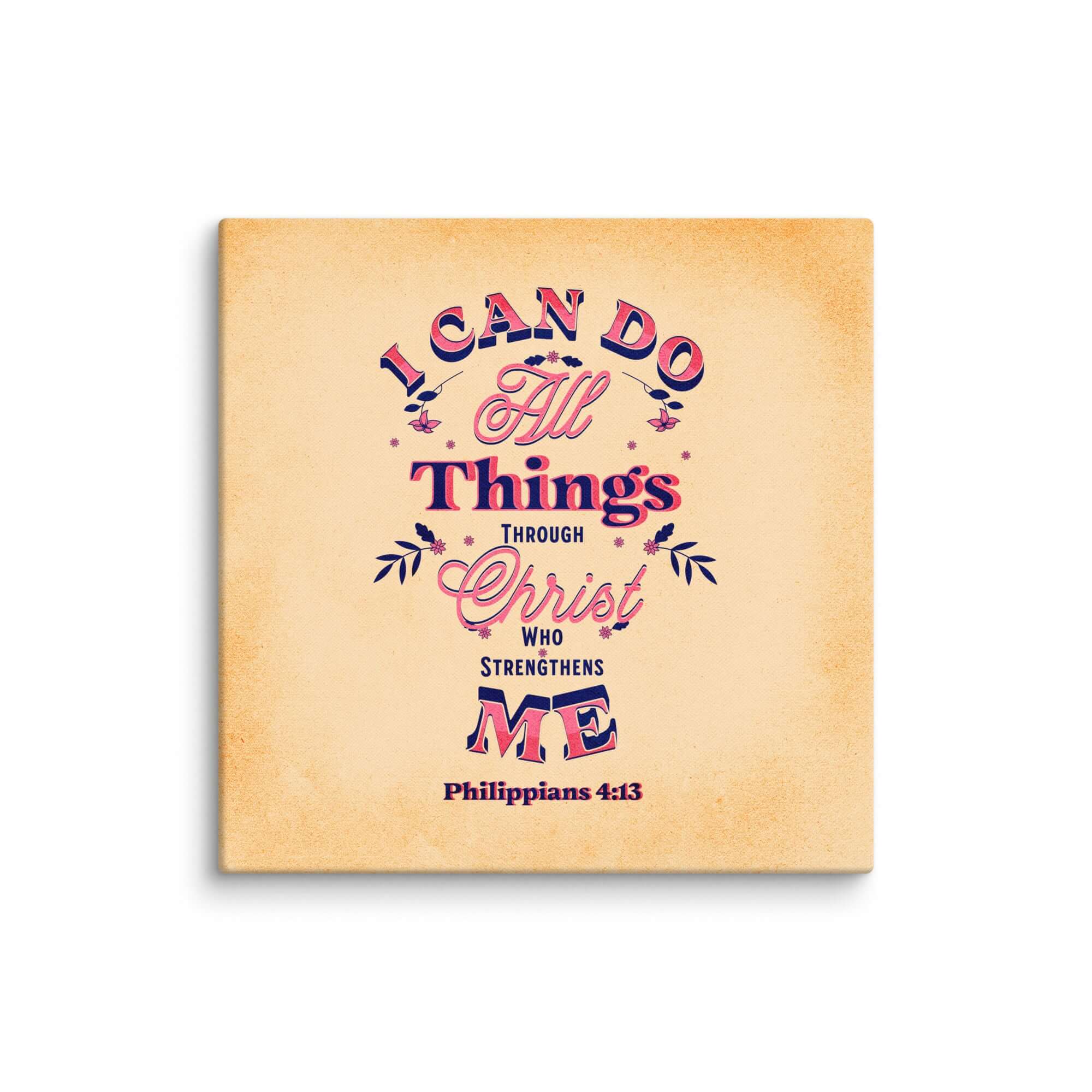 Philippians 4:13 Bible Verse, Christ Strengthens Me Canvas Print Wall Art 36″×36″