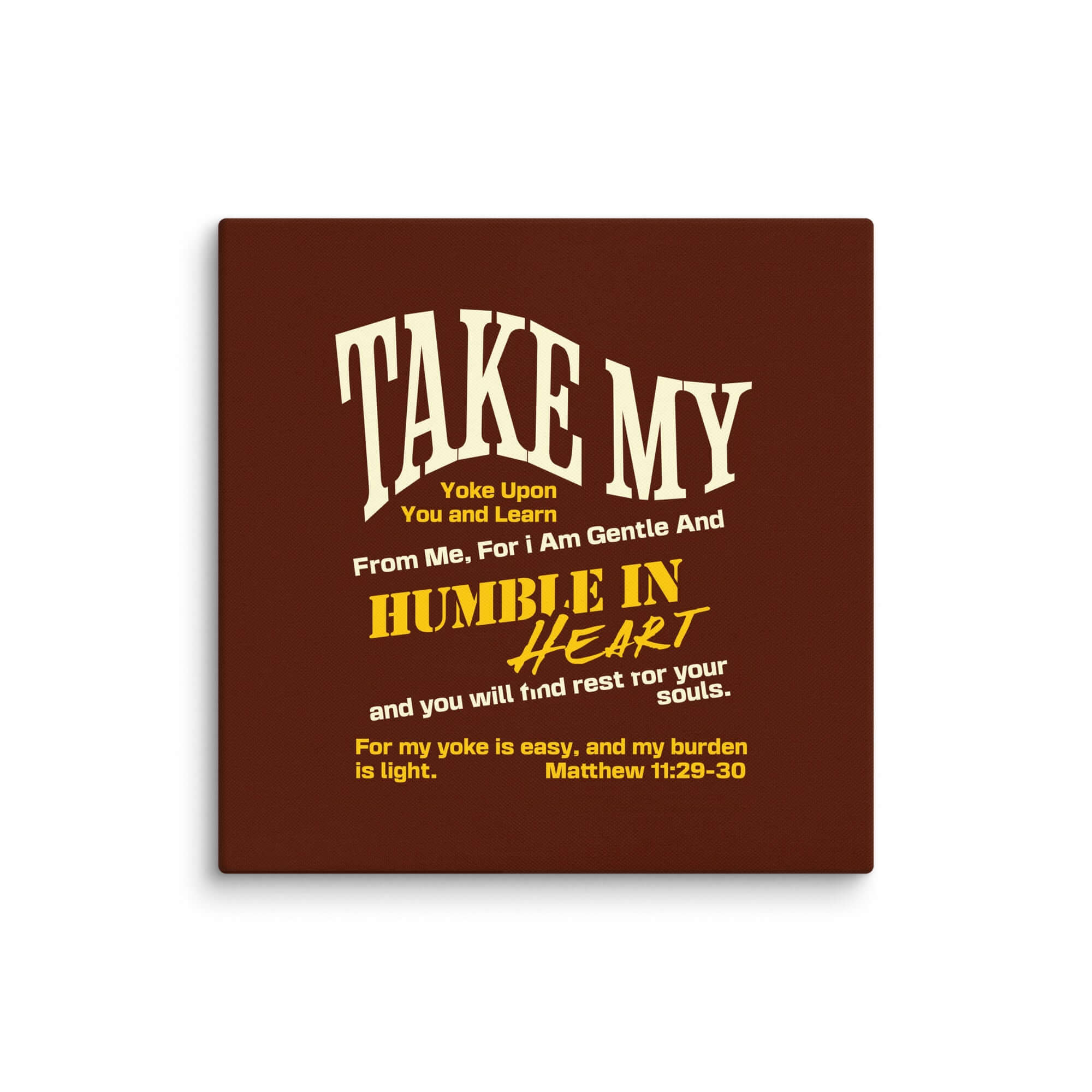Matthew 11:29-30 Bible Verse, learn from me Canvas Print Wall Art 36″×36″