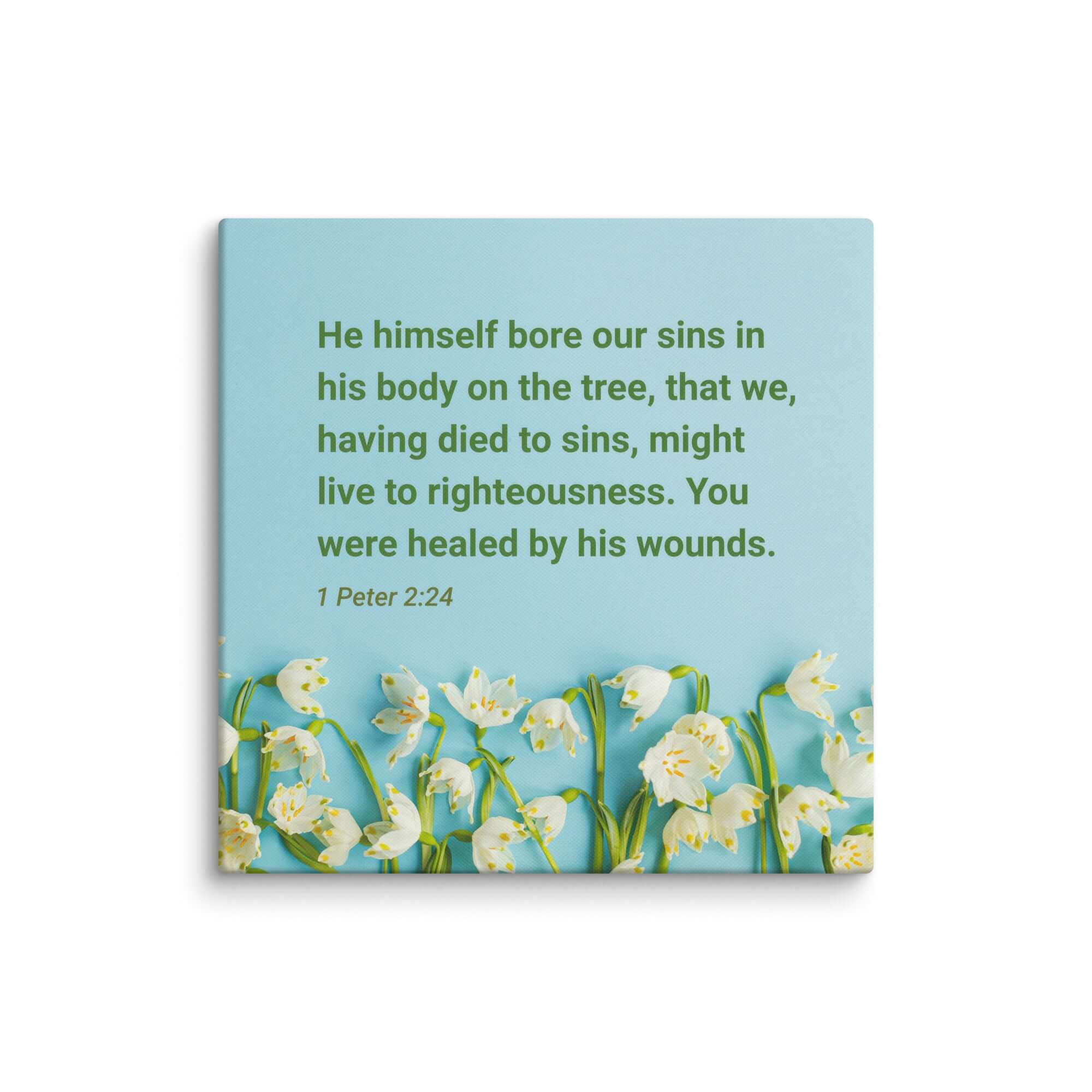 1 Peter 2:24 Bible Verse, healed by His wounds Canvas Print Wall Art 37″×37″