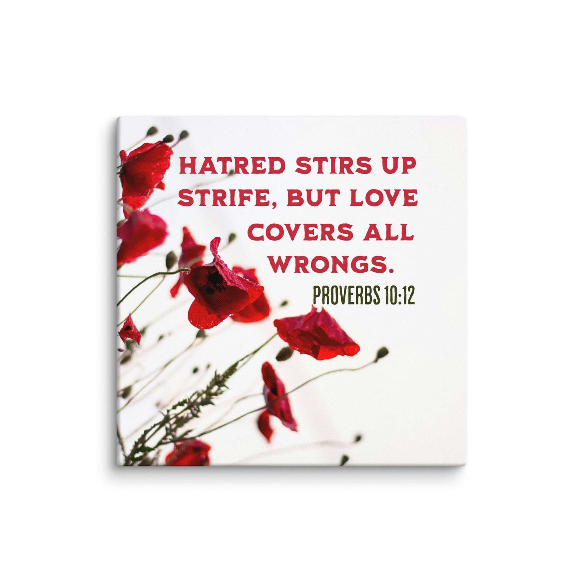 Proverbs 10:12 Bible Verse, Love Covers All Canvas Print Wall Art 37″×37″