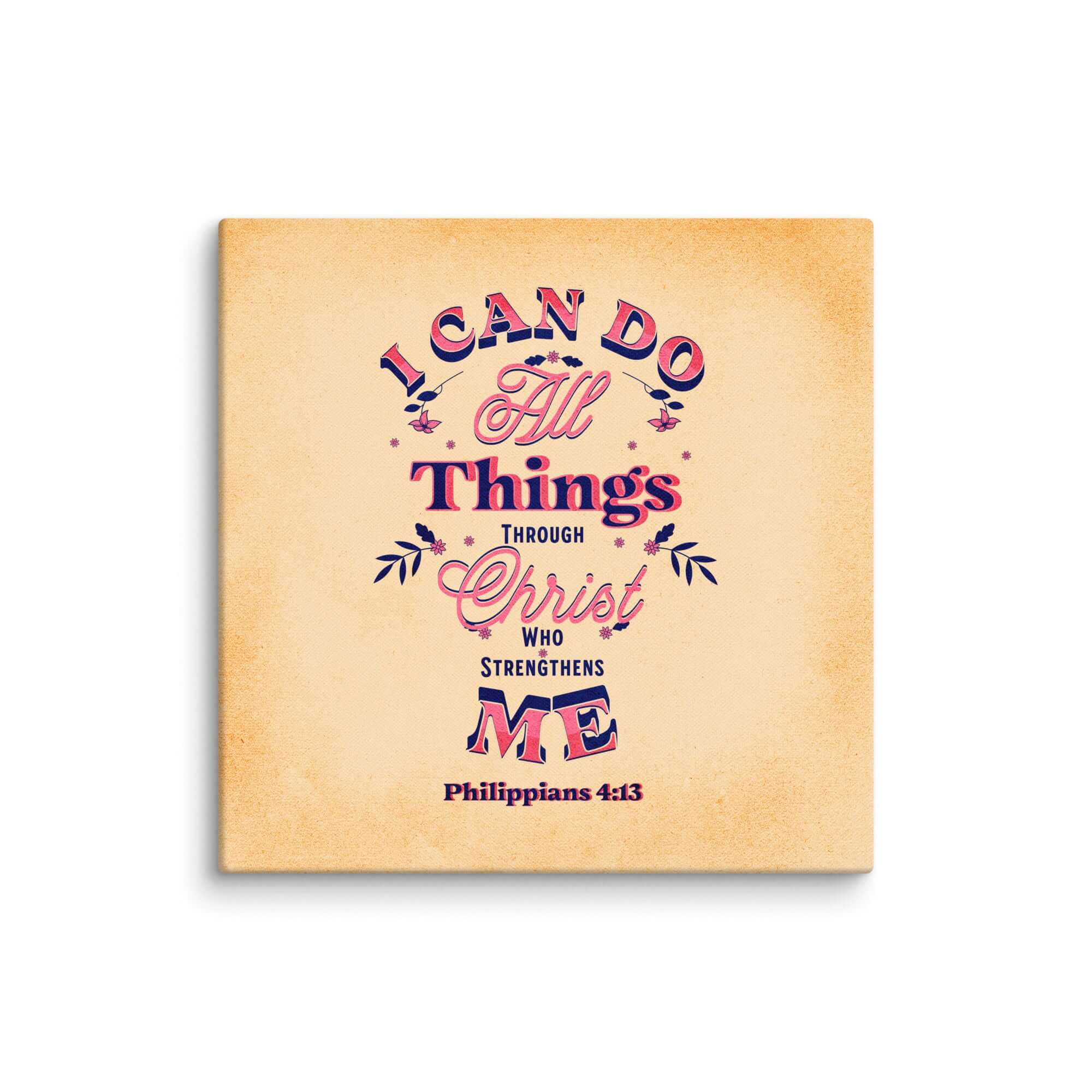 Philippians 4:13 Bible Verse, Christ Strengthens Me Canvas Print Wall Art 37″×37″