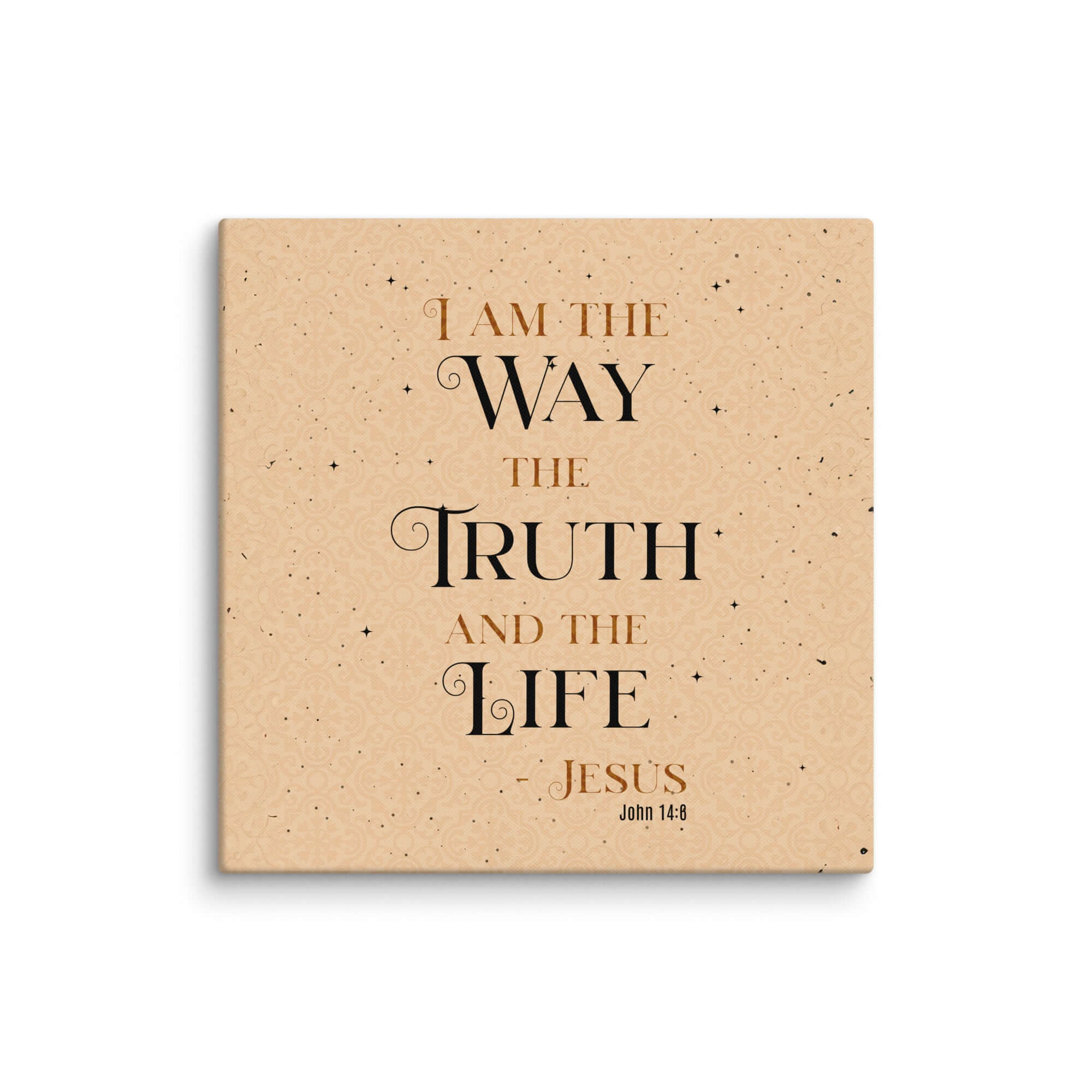 John 14:6 Bible Verse, Color Text Brown Background Canvas Print Wall Art 37″×37″