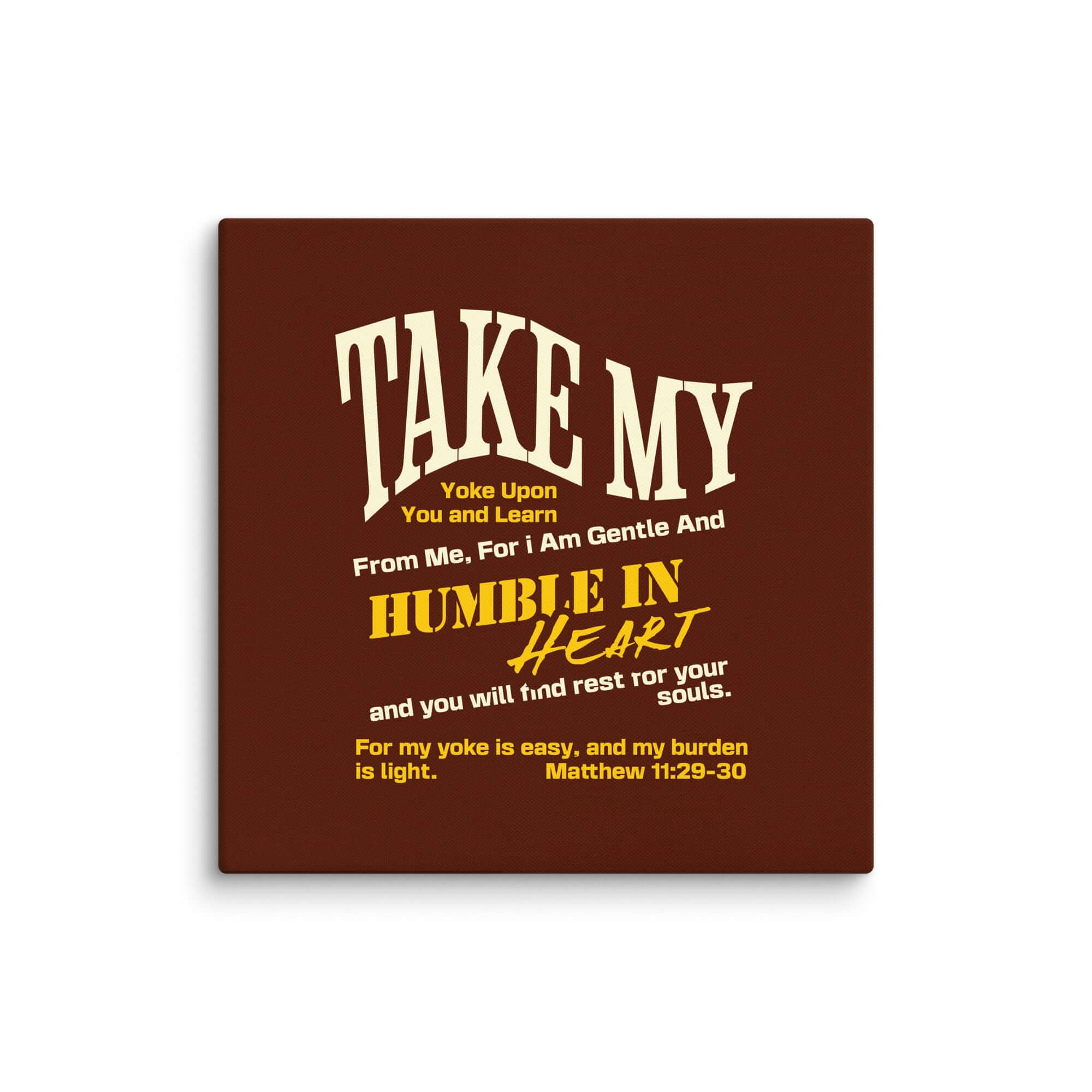 Matthew 11:29-30 Bible Verse, learn from me Canvas Print Wall Art 37″×37″