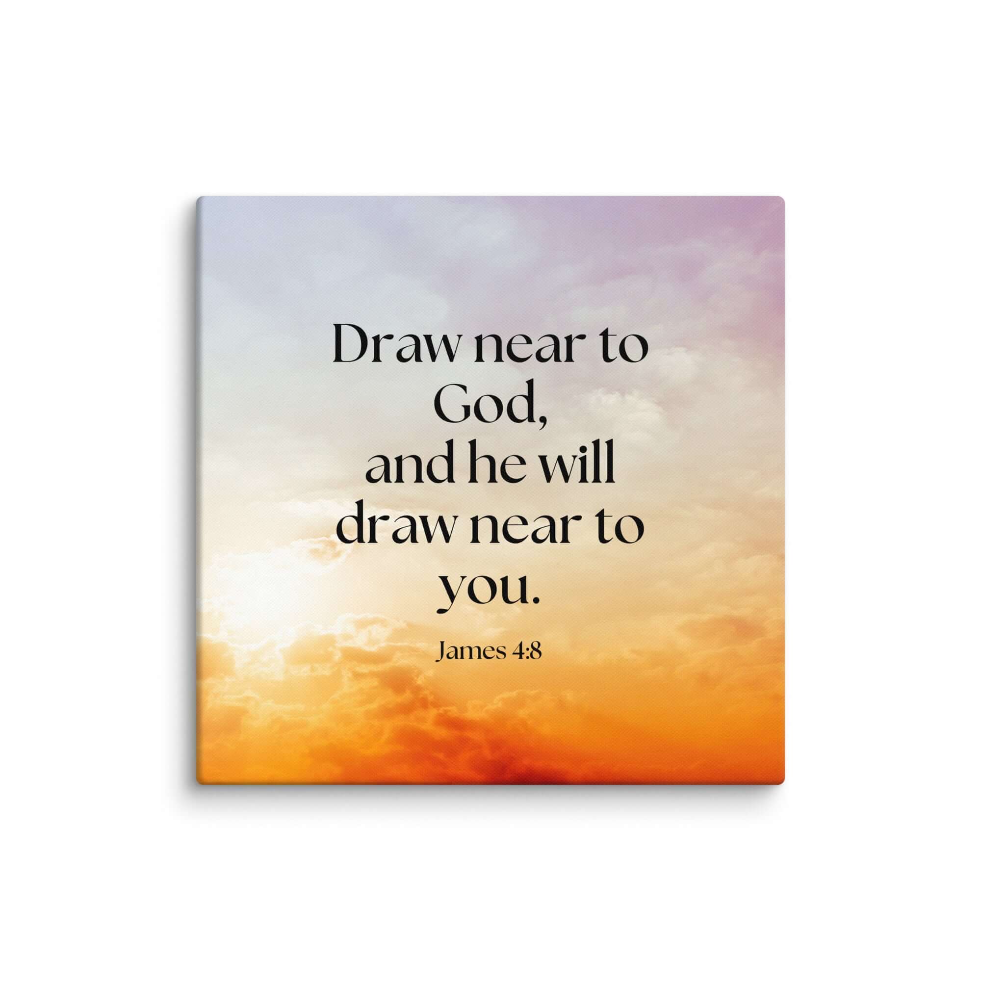 James 4:8 Bible Verse, he will draw Canvas Print Wall Art 37″×37″