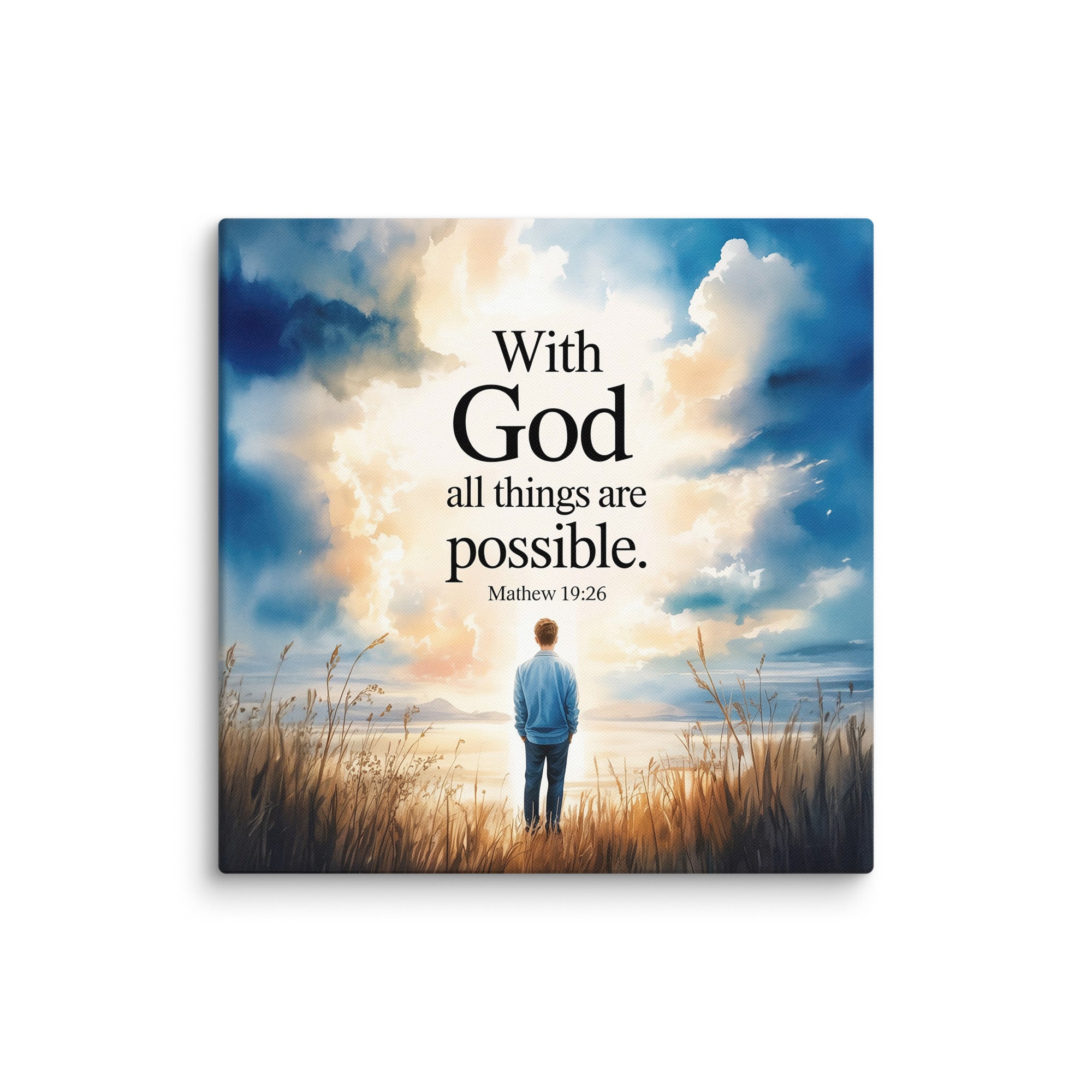 Matthew 19:26 Bible Verse Jesus Canvas 37″×37″