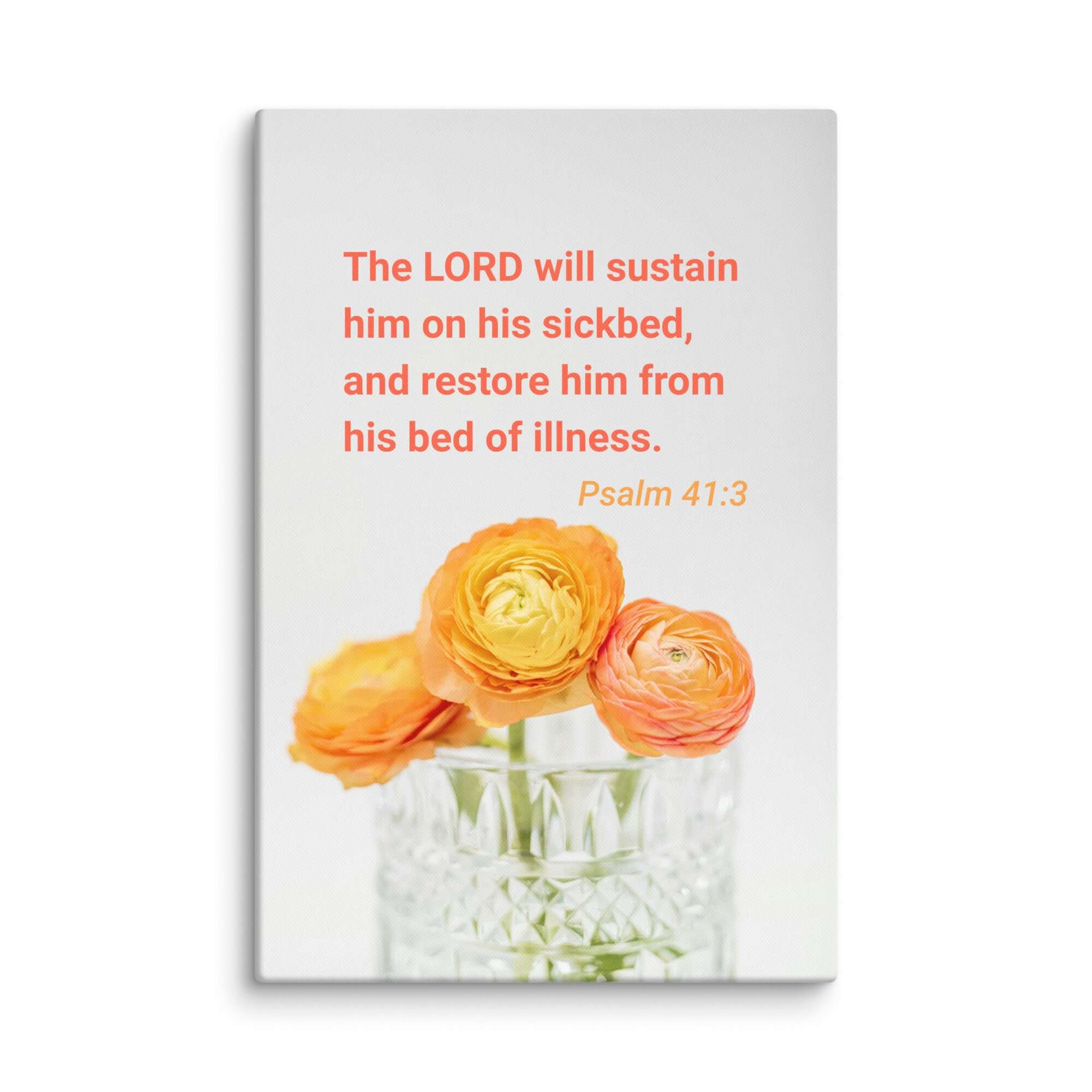 Psalm 41:3 Bible Verse, LORD will sustain Canvas Print Wall Art 40″×60″