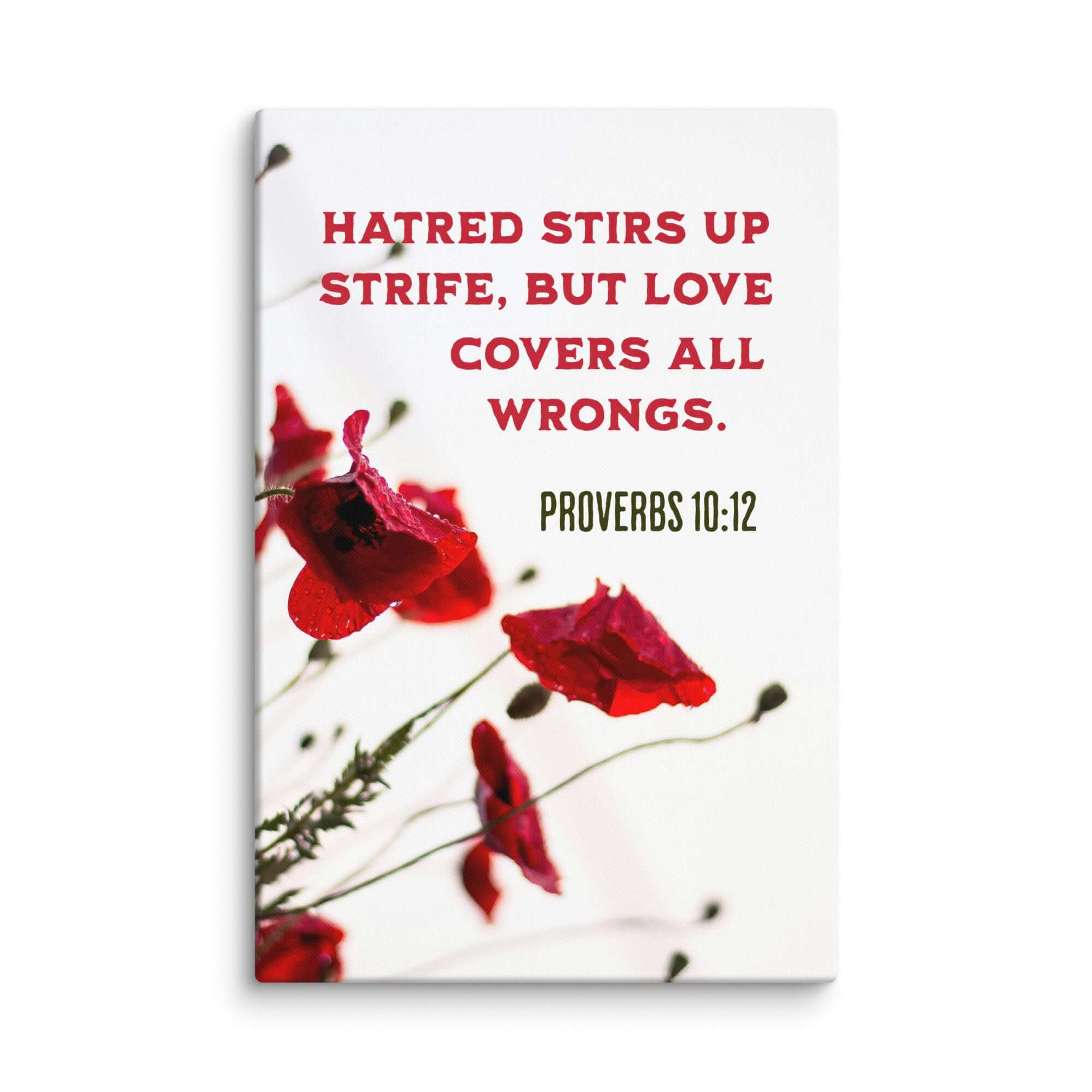 Proverbs 10:12 Bible Verse, Love Covers All Canvas Print Wall Art 40″×60″