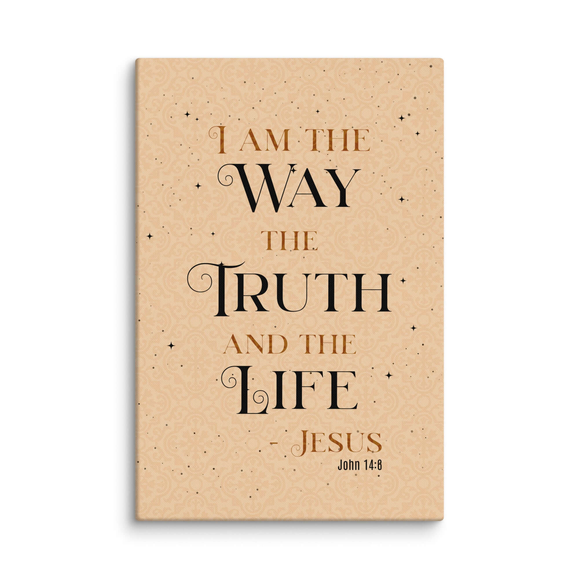John 14:6 Bible Verse, Color Text Brown Background Canvas Print Wall Art 40″×60″