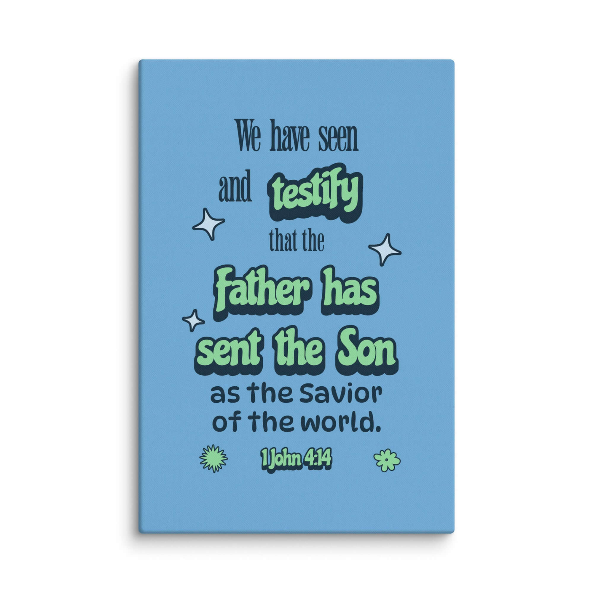 1 John 4:14 Bible Verse, sent the Son Canvas Print Wall Art 40″×60″