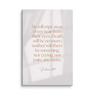 Revelation 21:4 Bible Verse, He will wipe Canvas Print Wall Art 40″×60″