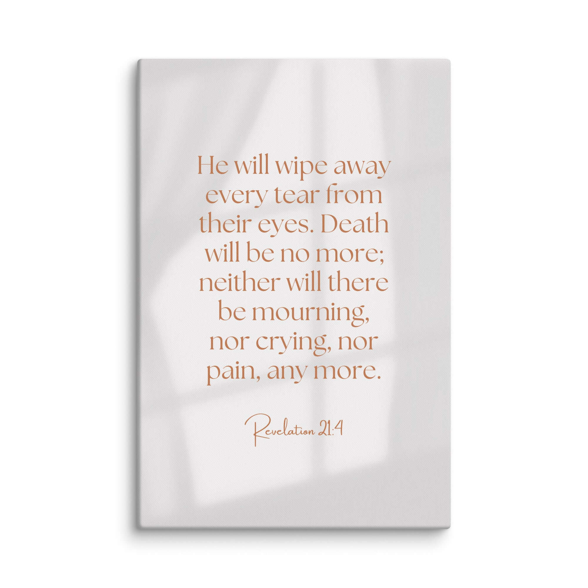 Revelation 21:4 Bible Verse, He will wipe Canvas Print Wall Art 40″×60″