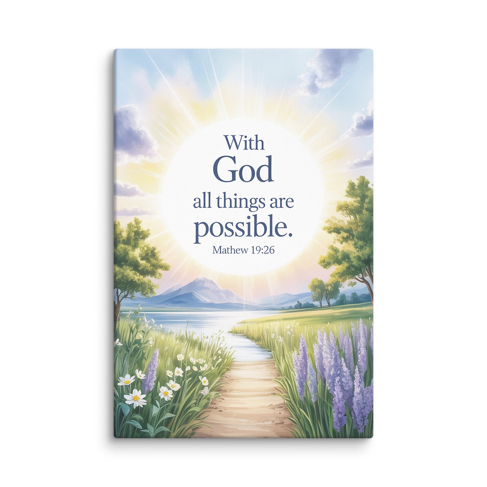 Matthew 19:26 Bible Verse Looking at Canvas 40″×60″