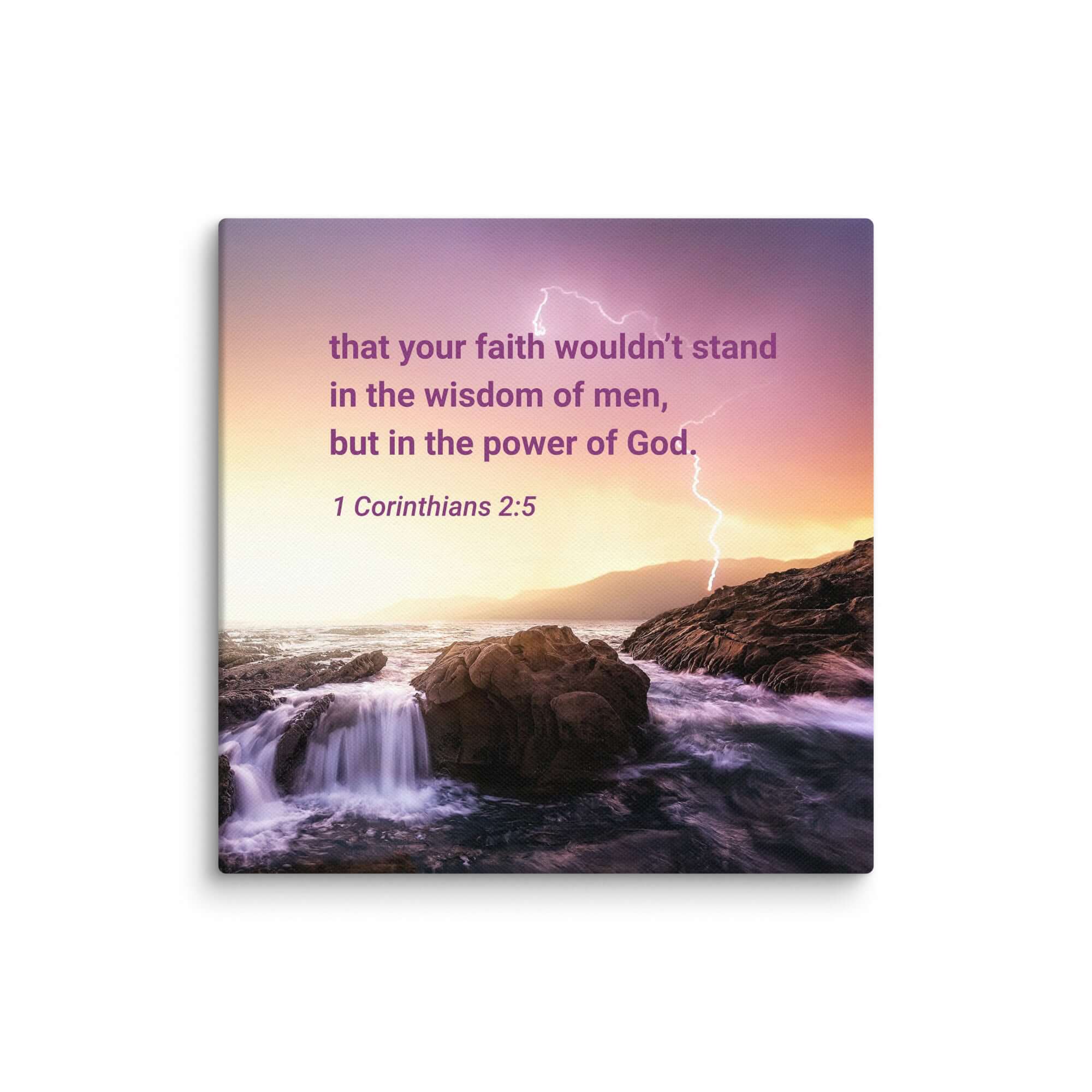 1 Corinthians 2:5 Bible Verse, power of God Canvas Print Wall Art 6″×6″