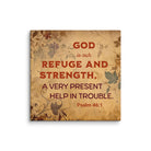 Psalm 46:1 Bible Verse, God is Our Refuge Canvas Print Wall Art 6″×6″