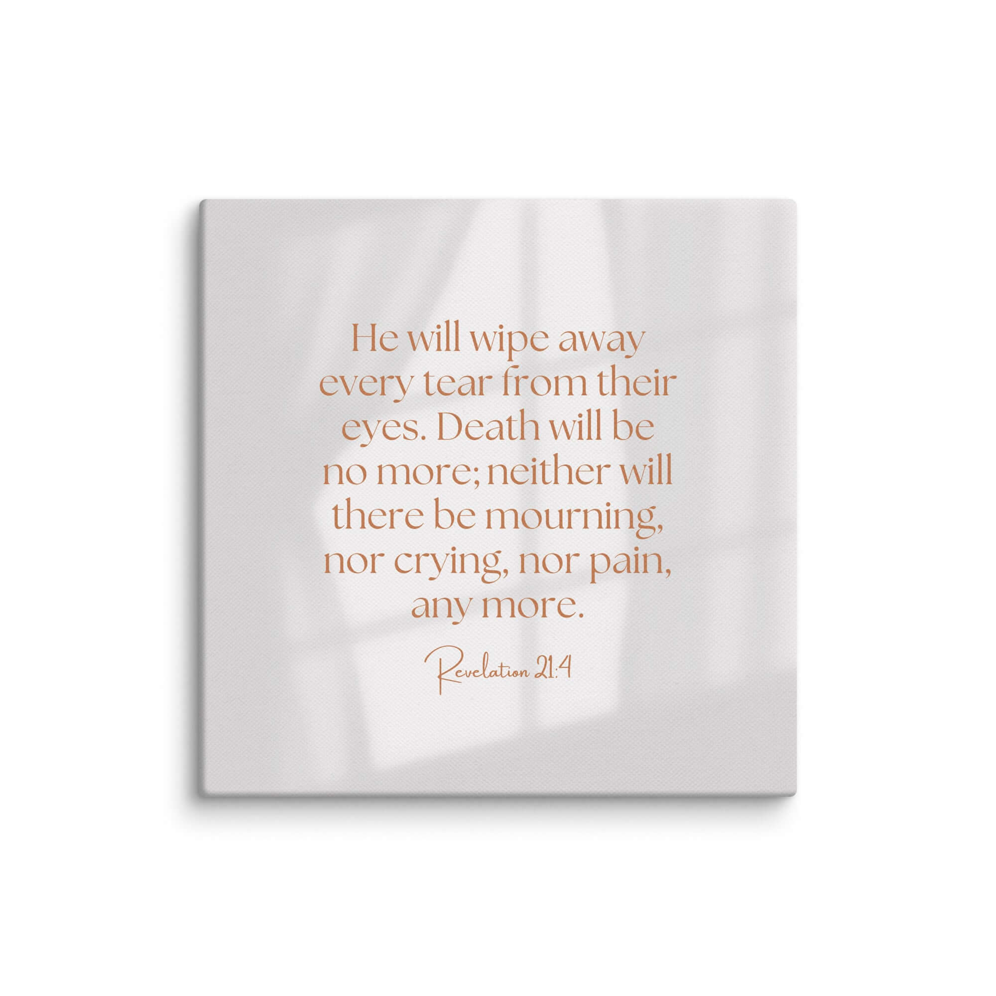 Revelation 21:4 Bible Verse, He will wipe Canvas Print Wall Art 6″×6″