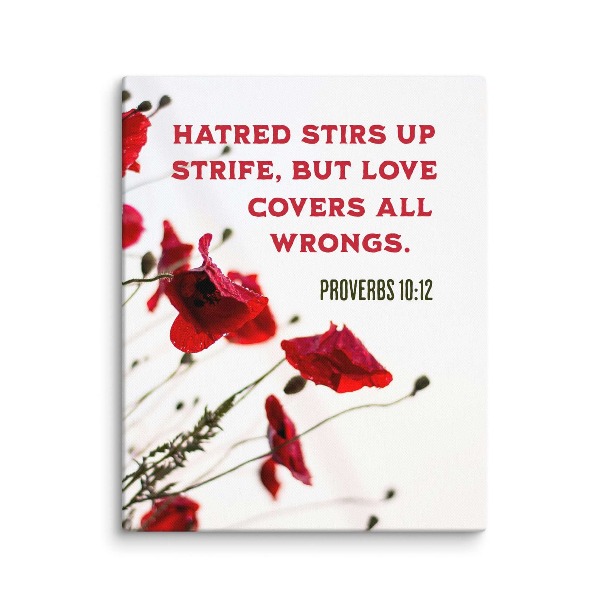 Proverbs 10:12 Bible Verse, Love Covers All Canvas Print Wall Art 8″×10″