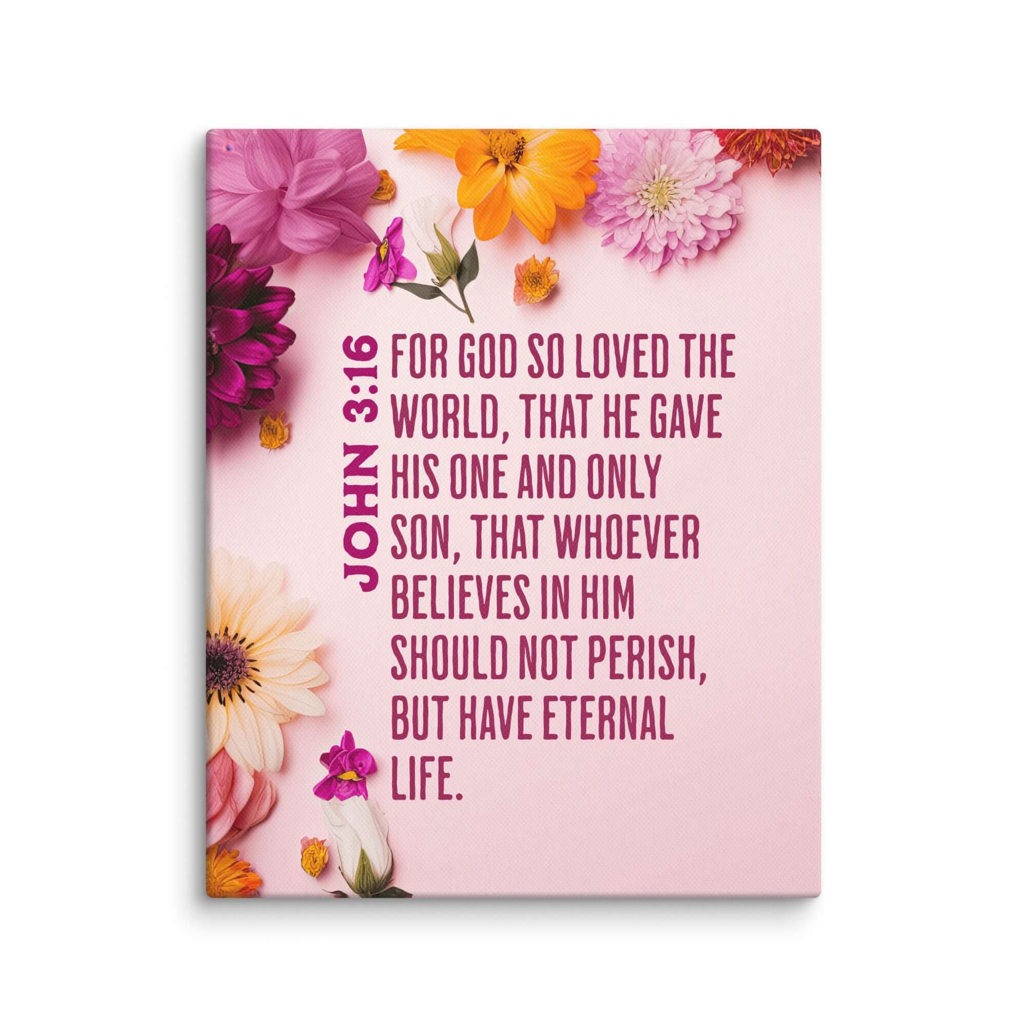 John 3:16 Bible Verse, For God So Loved Canvas Print Wall Art 8″×10″