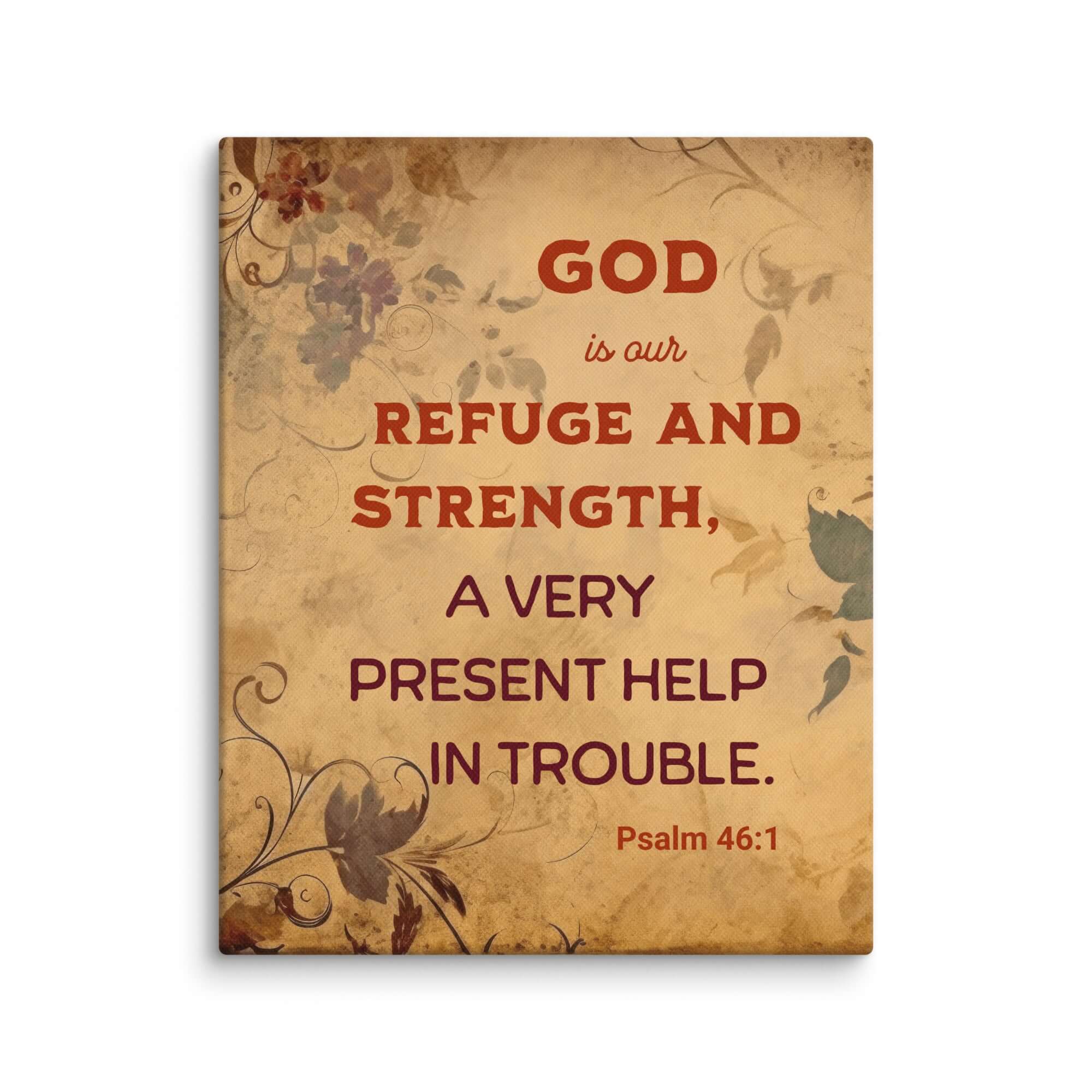 Psalm 46:1 Bible Verse, God is Our Refuge Canvas Print Wall Art 8″×10″