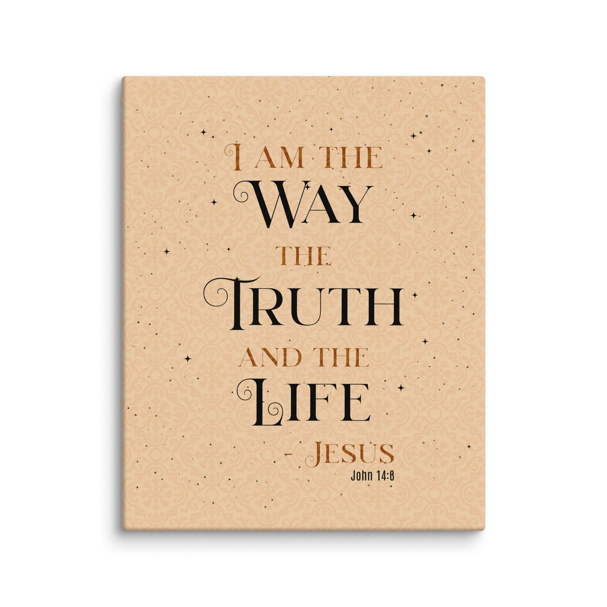 John 14:6 Bible Verse, Color Text Brown Background Canvas Print Wall Art 8″×10″