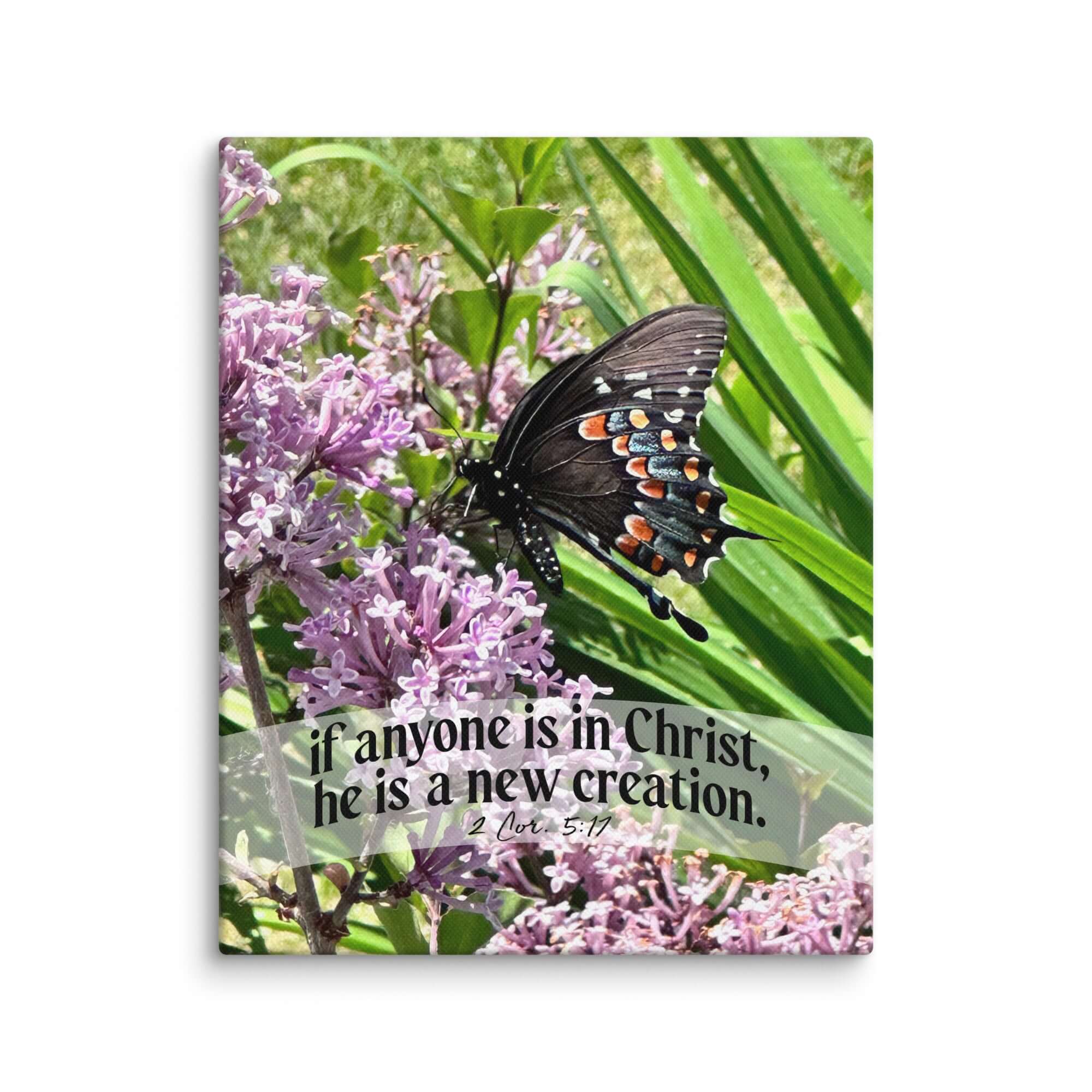 2 Corinthians 5:17 Bible Verse, Butterfly Canvas Print Wall Art 8″×10″