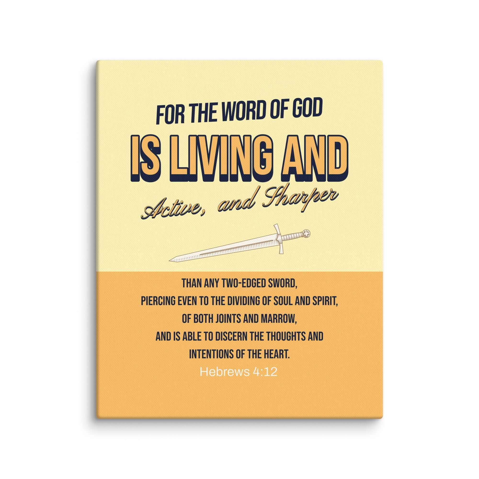 Hebrews 4:12 Bible Verse, living and active Canvas Print Wall Art 8″×10″