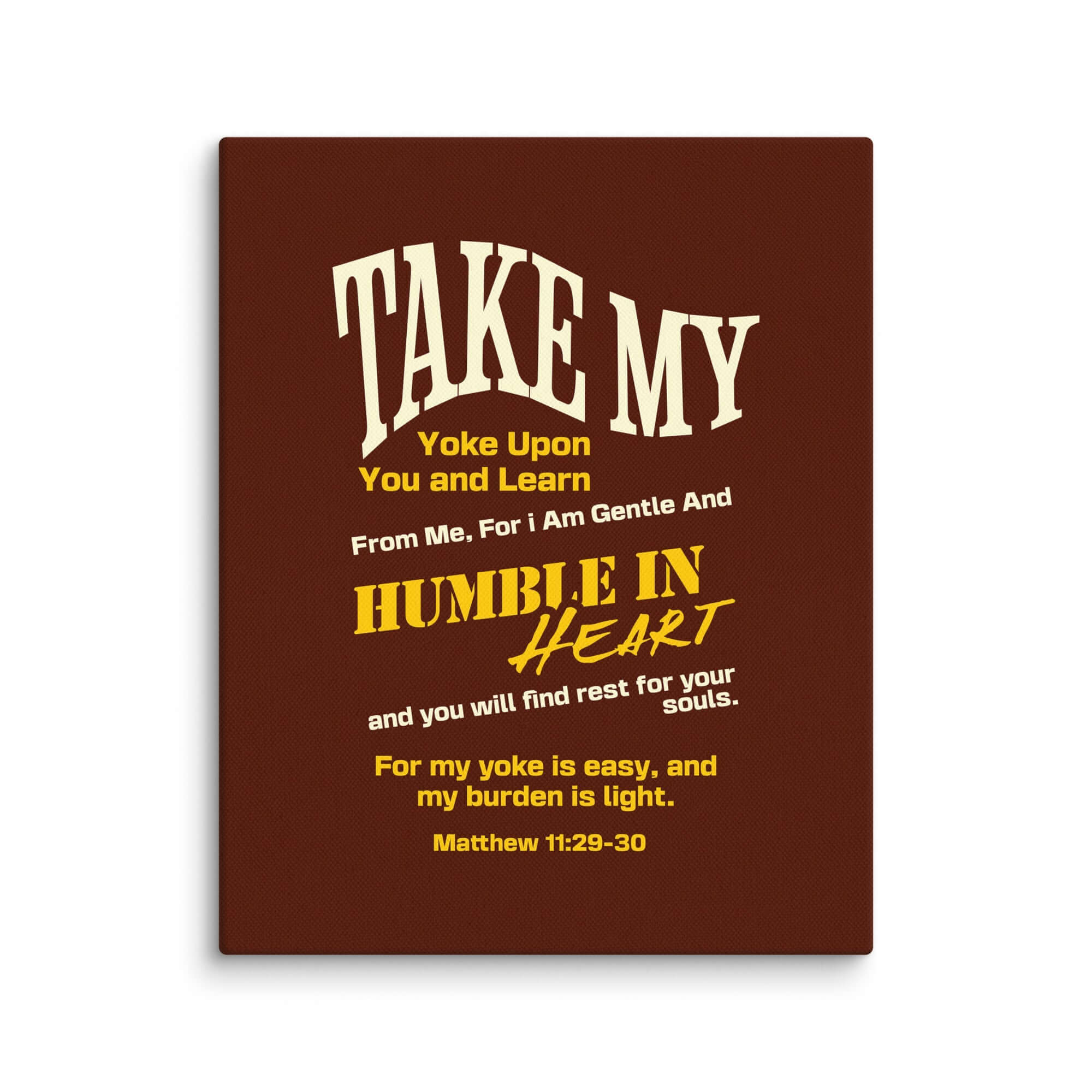 Matthew 11:29-30 Bible Verse, learn from me Canvas Print Wall Art 8″×10″