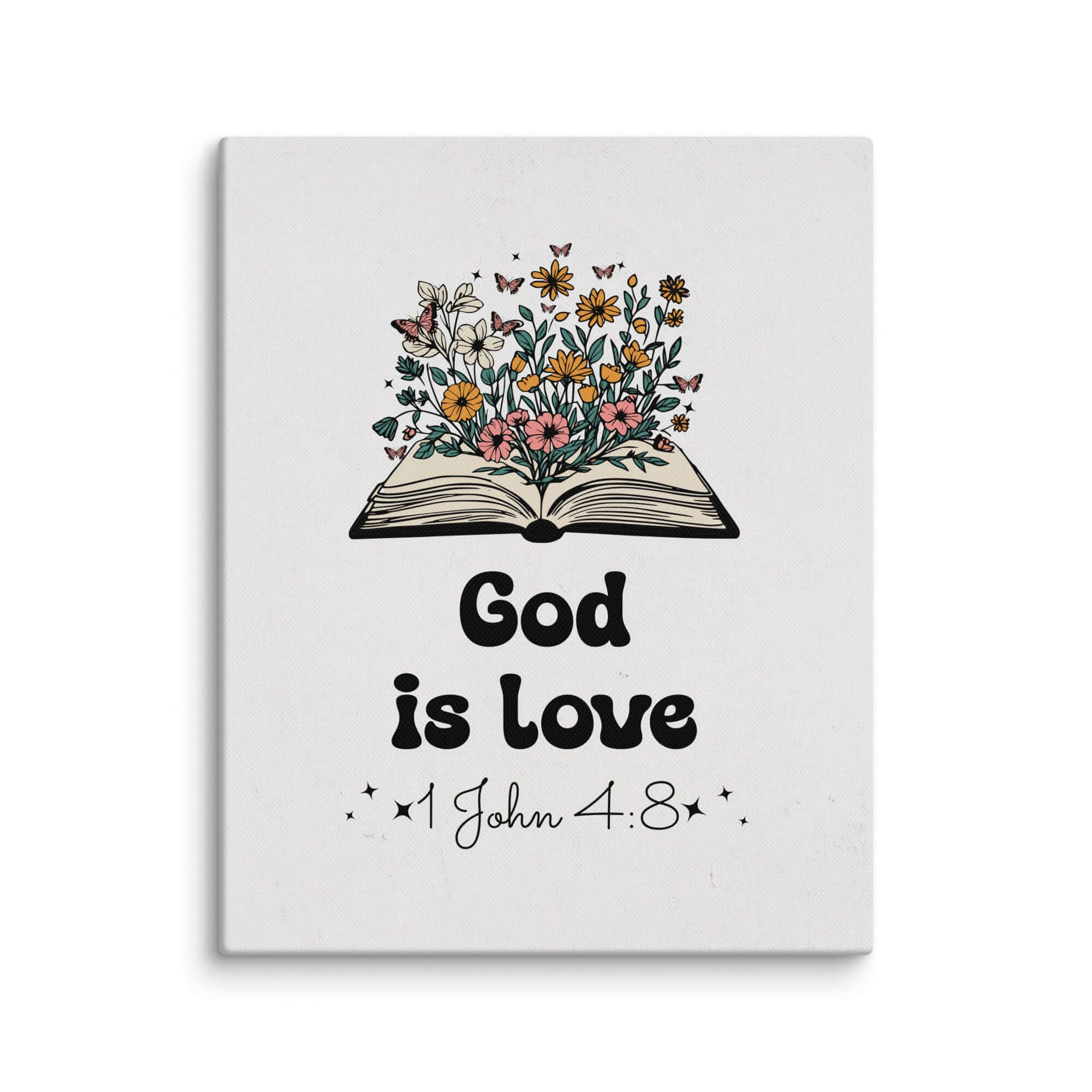 1 John 4:8 Bible Verse, God is Love Canvas Print Wall Art 8″×10″