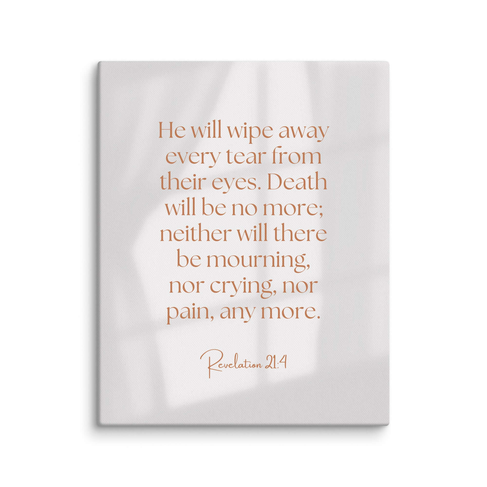 Revelation 21:4 Bible Verse, He will wipe Canvas Print Wall Art 8″×10″