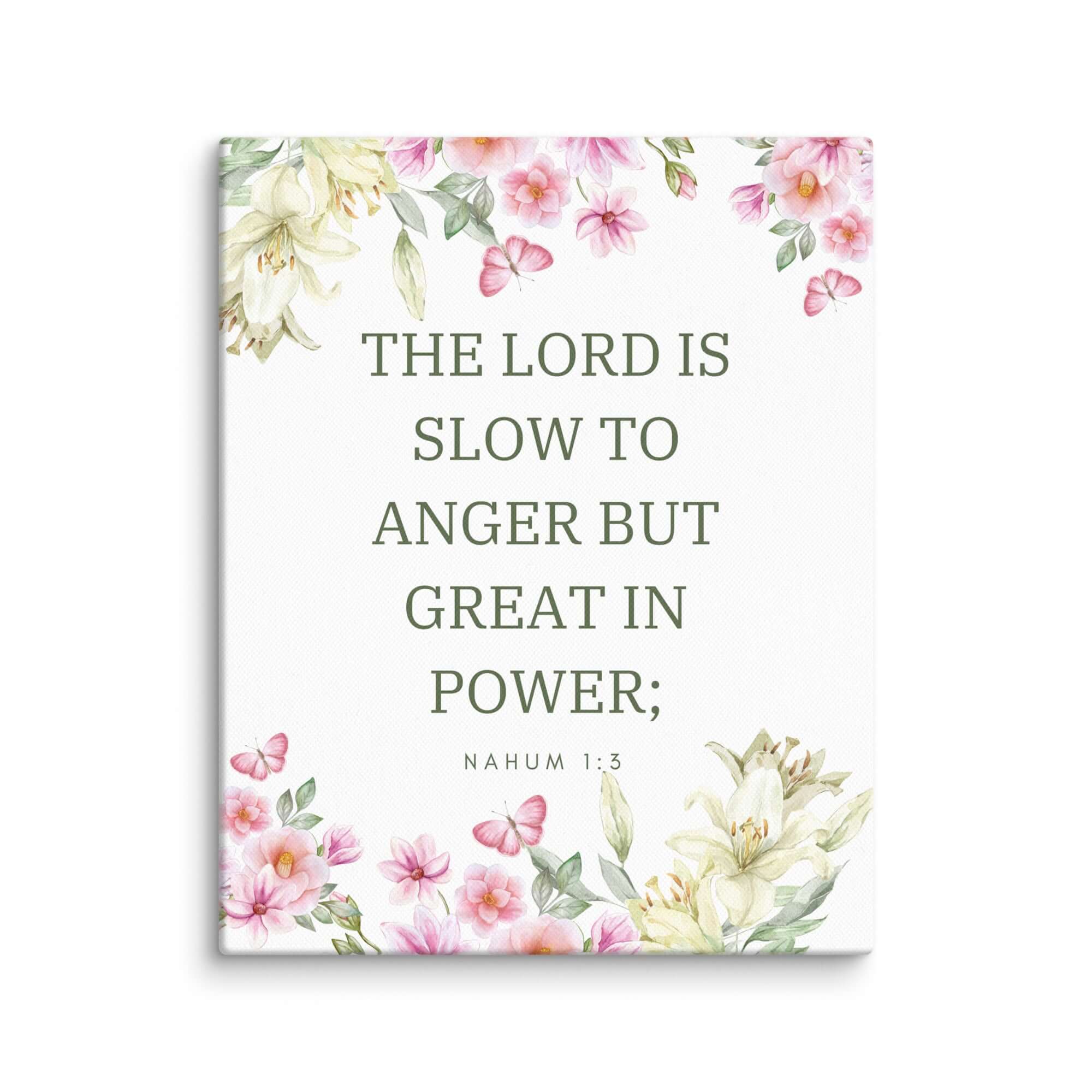 Nahum 1:3 Bible Verse, slow to anger Canvas Print Wall Art 8″×10″