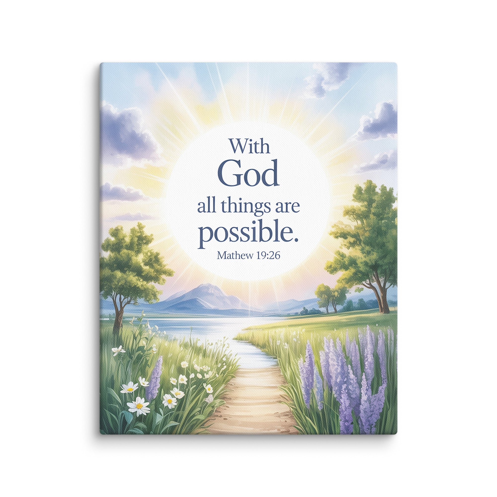 Matthew 19:26 Bible Verse Looking at Canvas 8″×10″